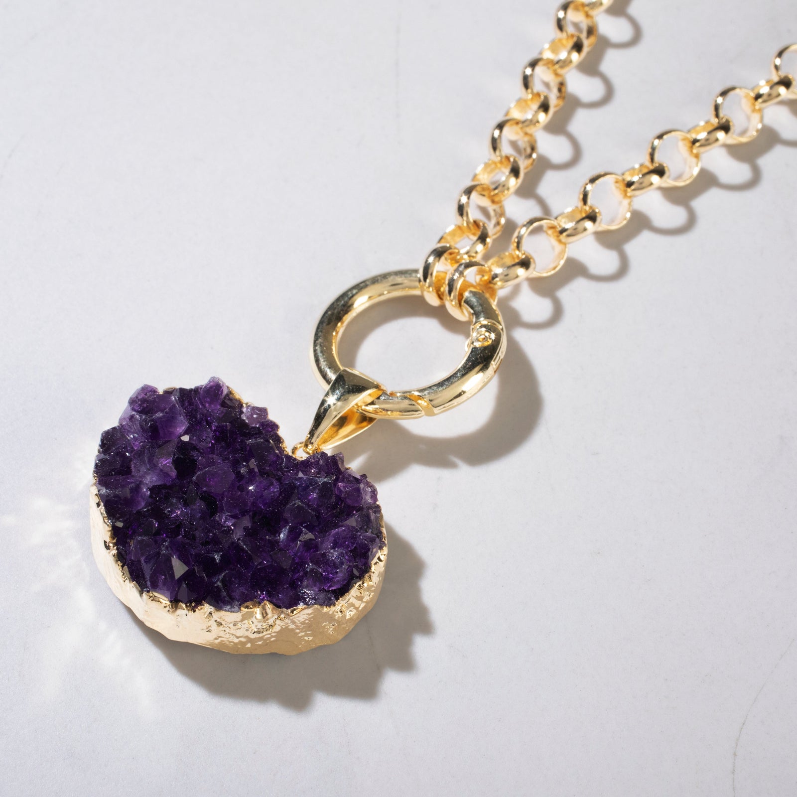 KALIFANO Crystal Jewelry Druzy Amethyst Heart Necklace CJN.1301.AM