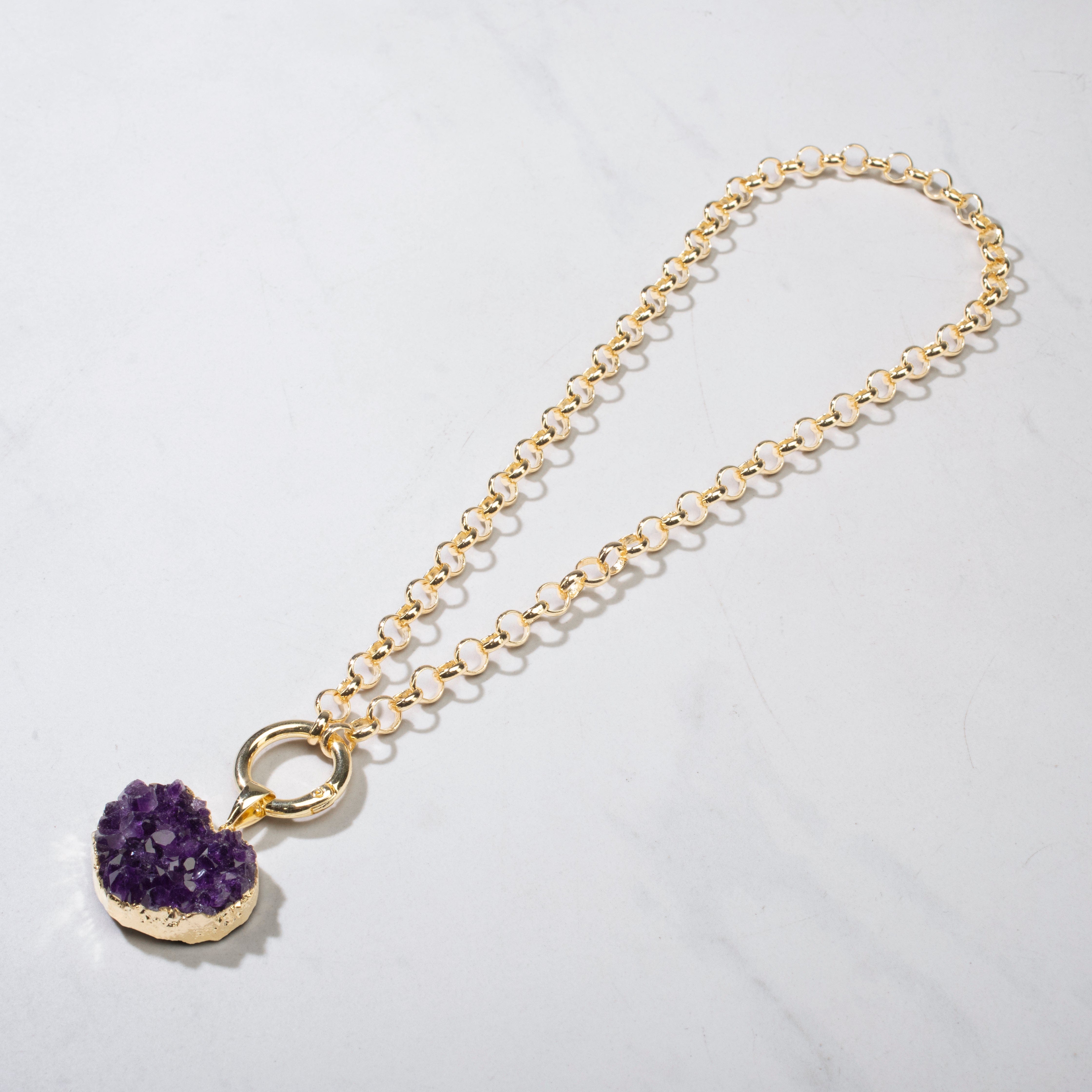 Druzy Amethyst Heart Necklace
