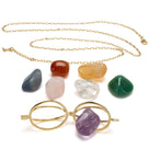 Gold Toned Convertible Chakra Pendant with Replaceable Tumbled Stones