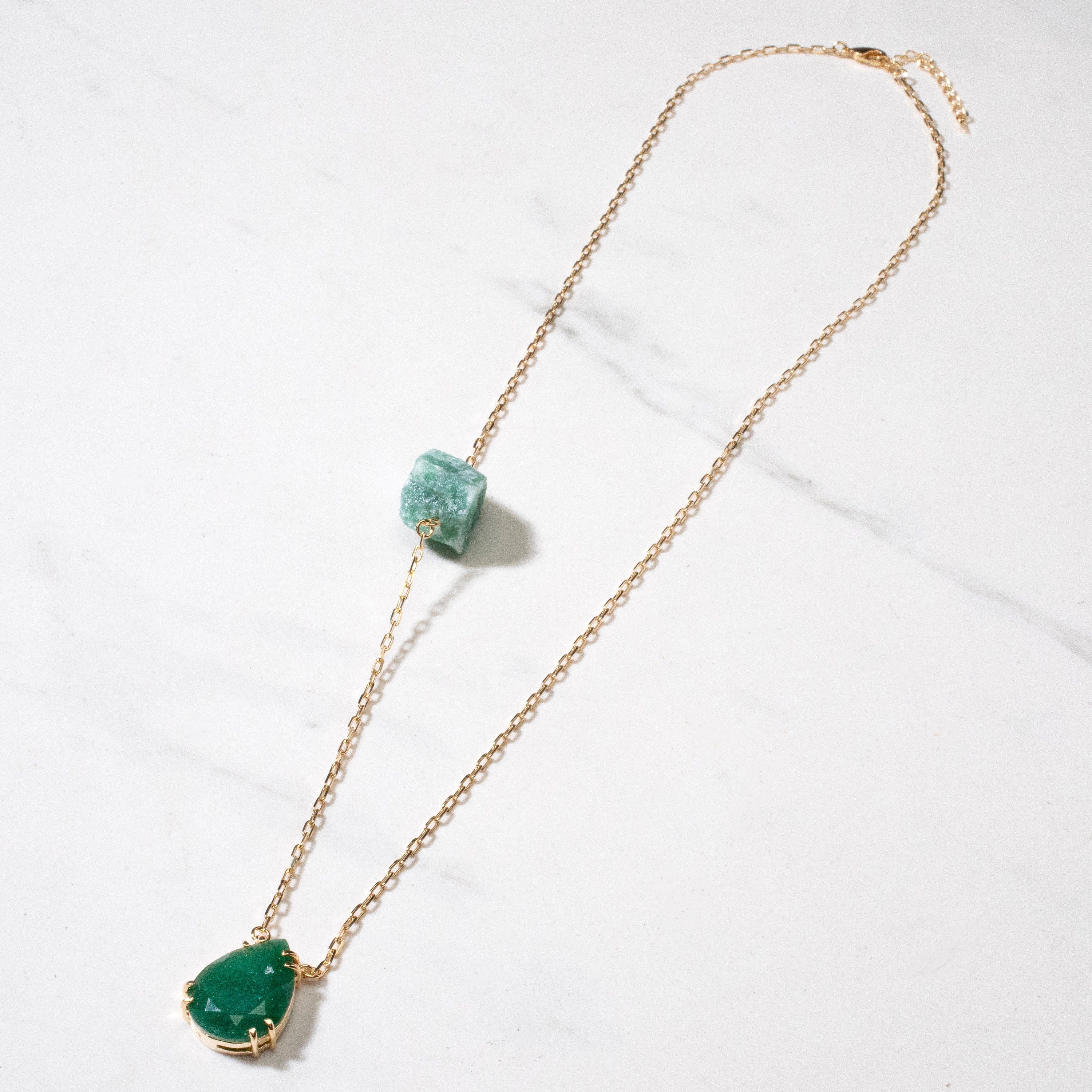KALIFANO Crystal Jewelry Green Quartz Drop Necklace CJN-2067-GQ