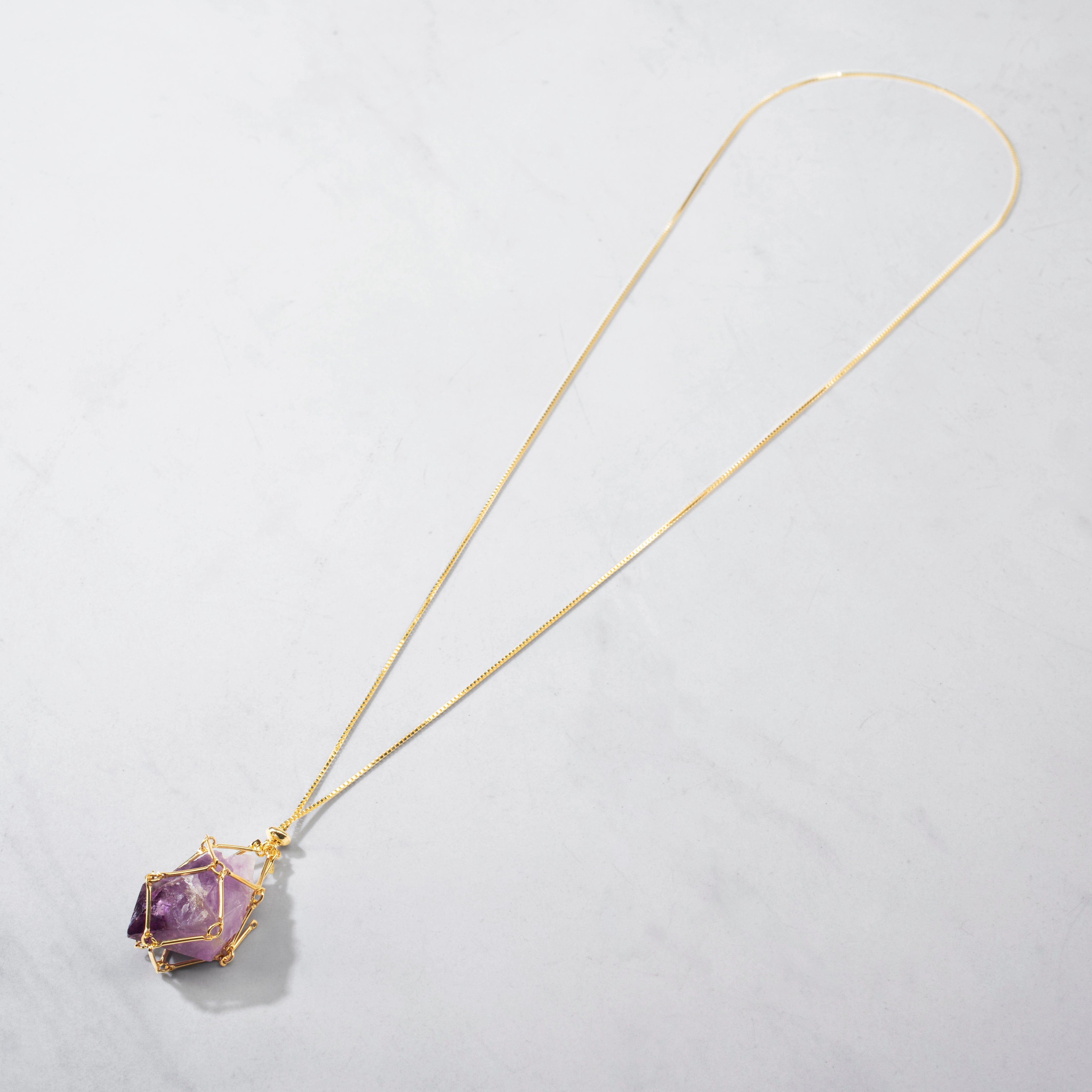 KALIFANO Crystal Jewelry Interchangeable Citrine, Amethyst & Quartz Basket Necklace CJN.CBN