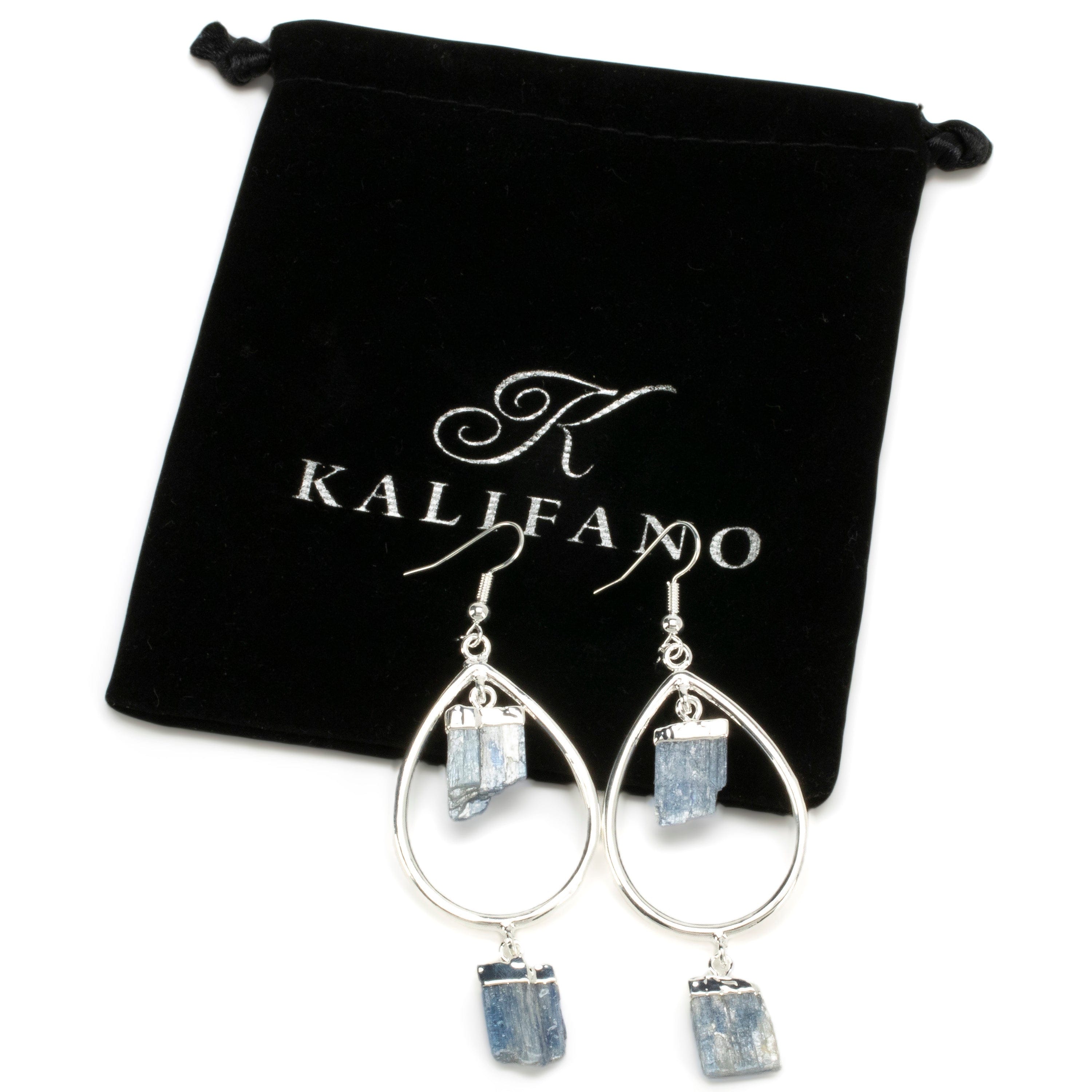 Kalifano Crystal Jewelry Kyanite Crystal Drop Earrings with French Hook CJE-1548-KE
