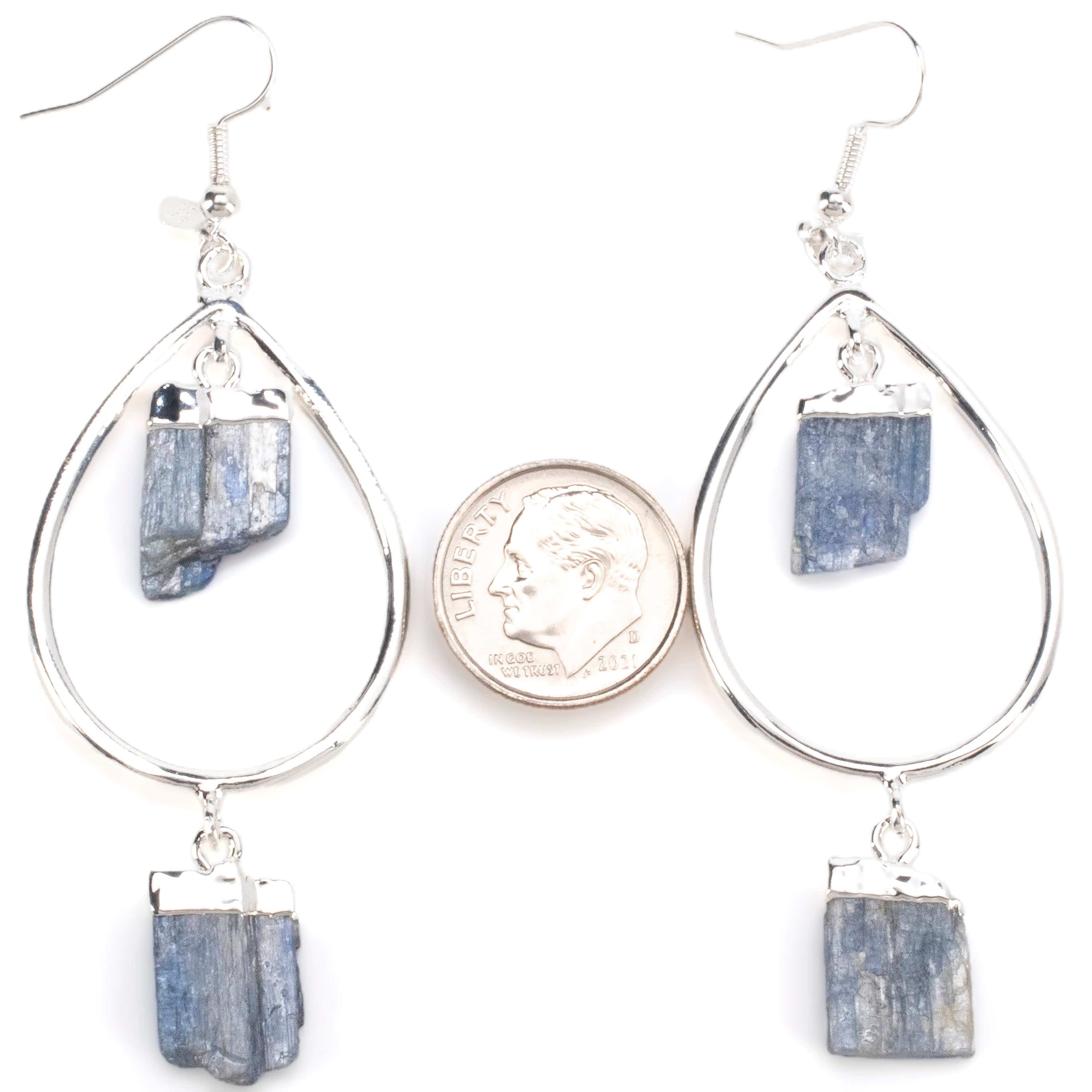 Kalifano Crystal Jewelry Kyanite Crystal Drop Earrings with French Hook CJE-1548-KE