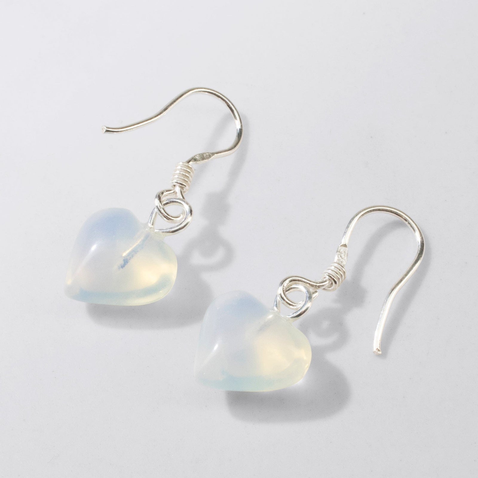 KALIFANO Crystal Jewelry Moonstone Heart Sterling Silver Earrings CJE-SILV-MSHEART