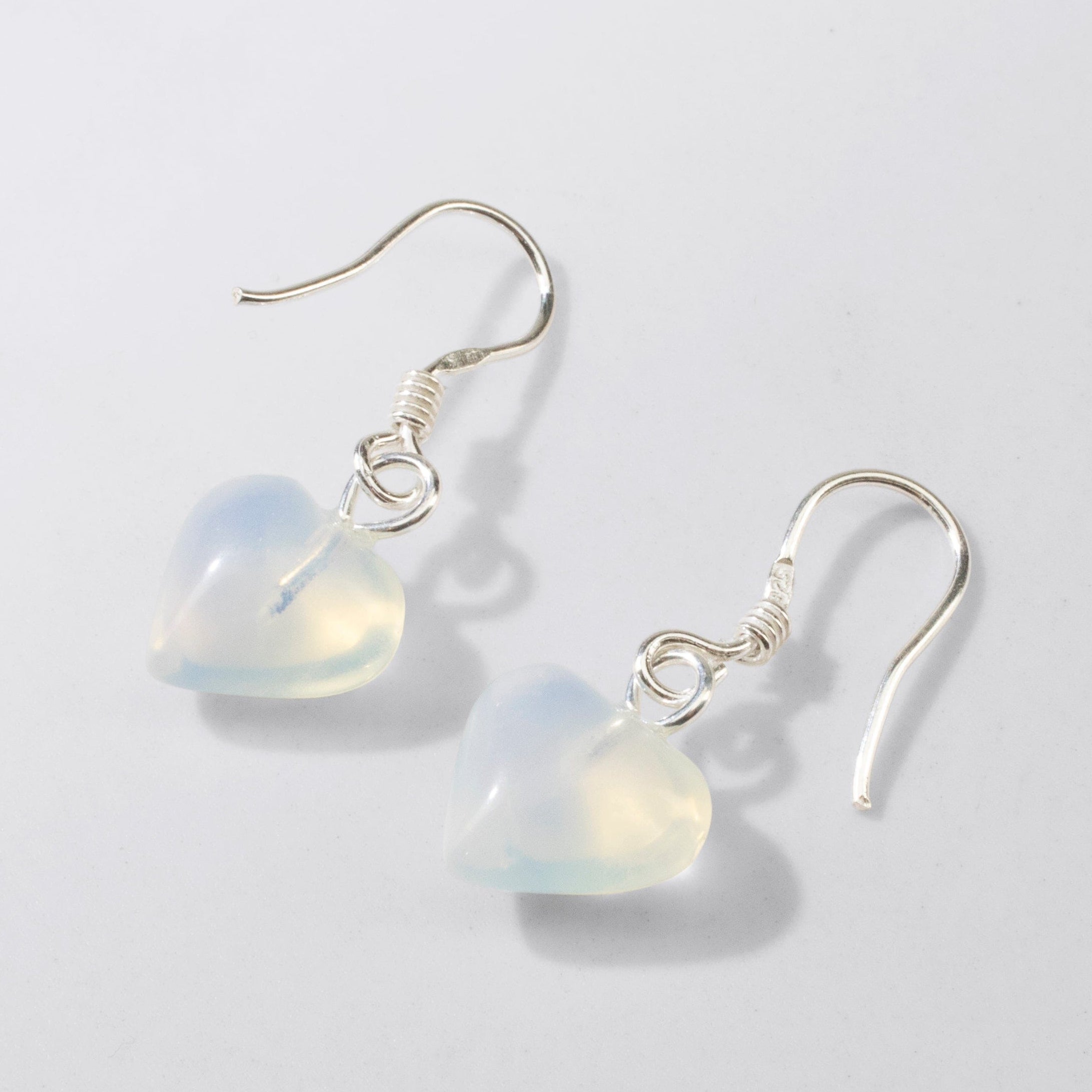 KALIFANO Crystal Jewelry Moonstone Heart Sterling Silver Earrings CJE-SILV-MSHEART