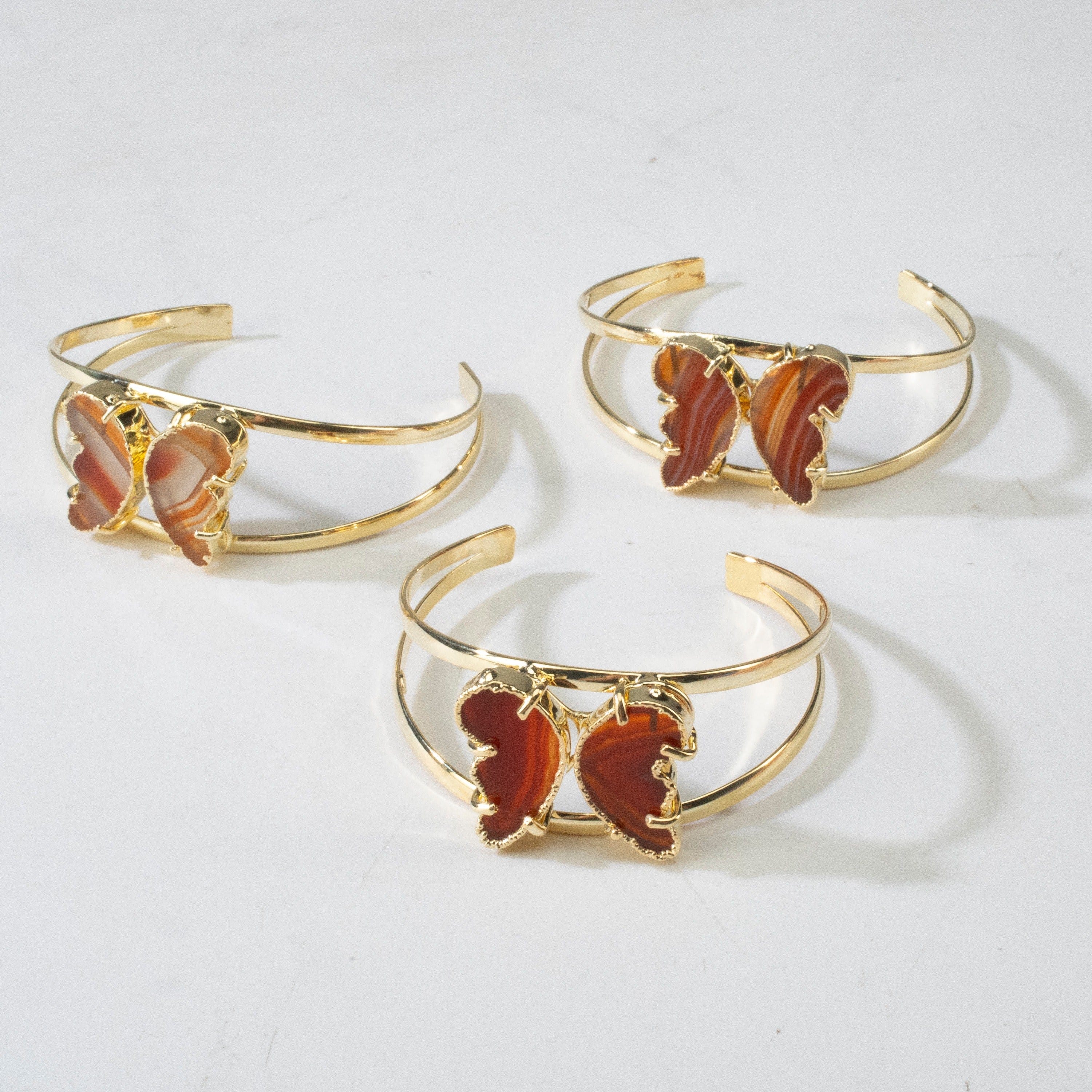 Kalifano Crystal Jewelry Orange Agate Butterfly Cuff Bracelet CJB-S-BTAG-OR