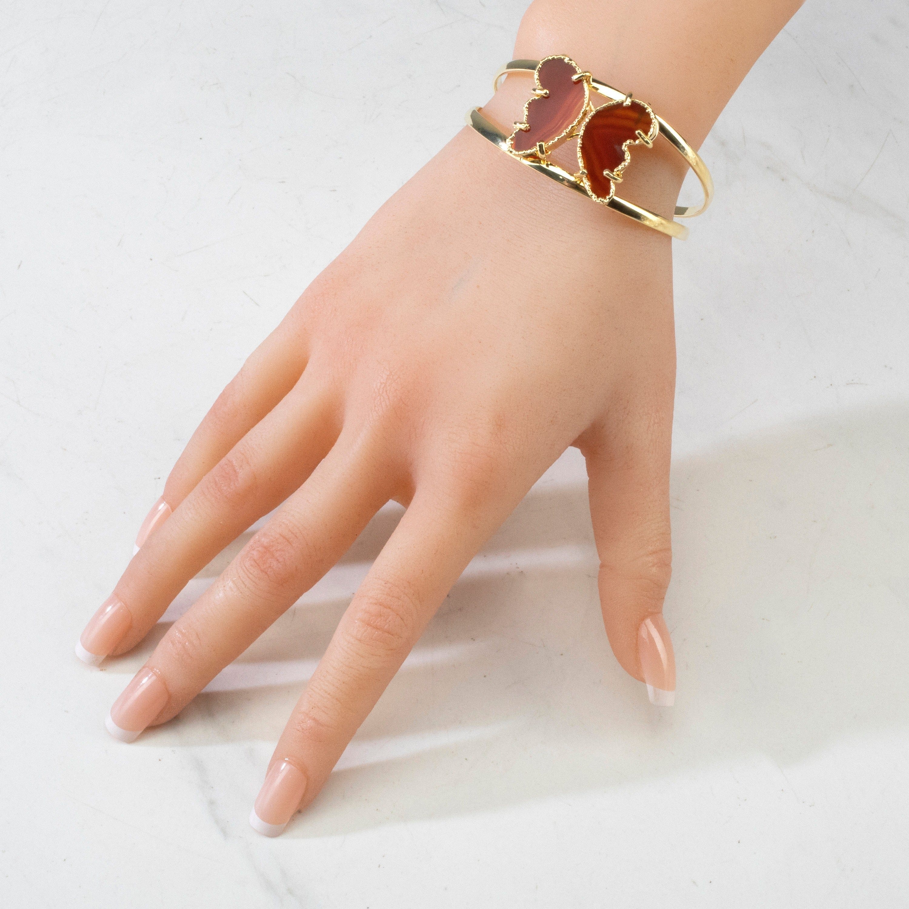 Kalifano Crystal Jewelry Orange Agate Butterfly Cuff Bracelet CJB-S-BTAG-OR