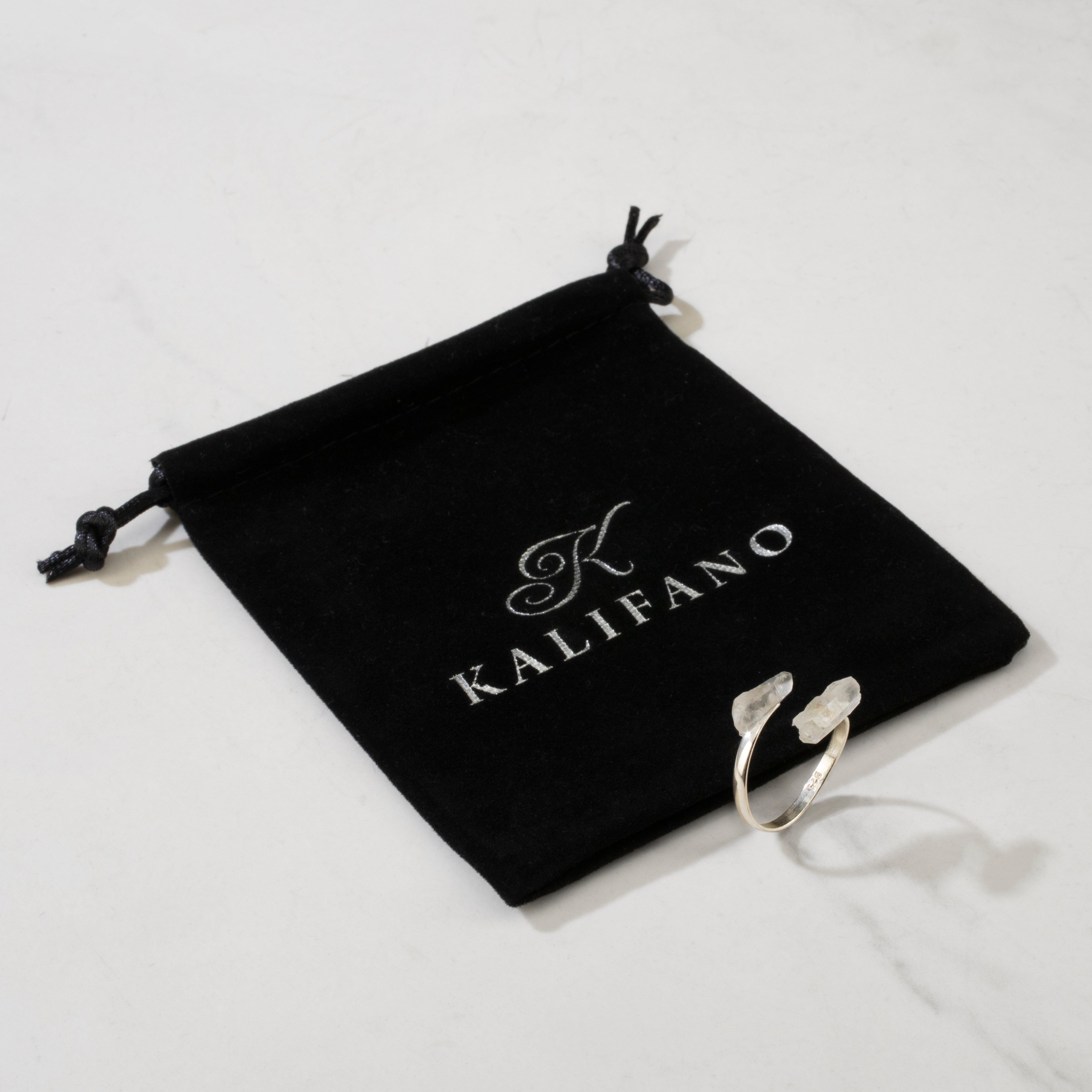 KALIFANO Crystal Jewelry Quartz Adjustable Sterling Silver Ring CJR-SS-QZ