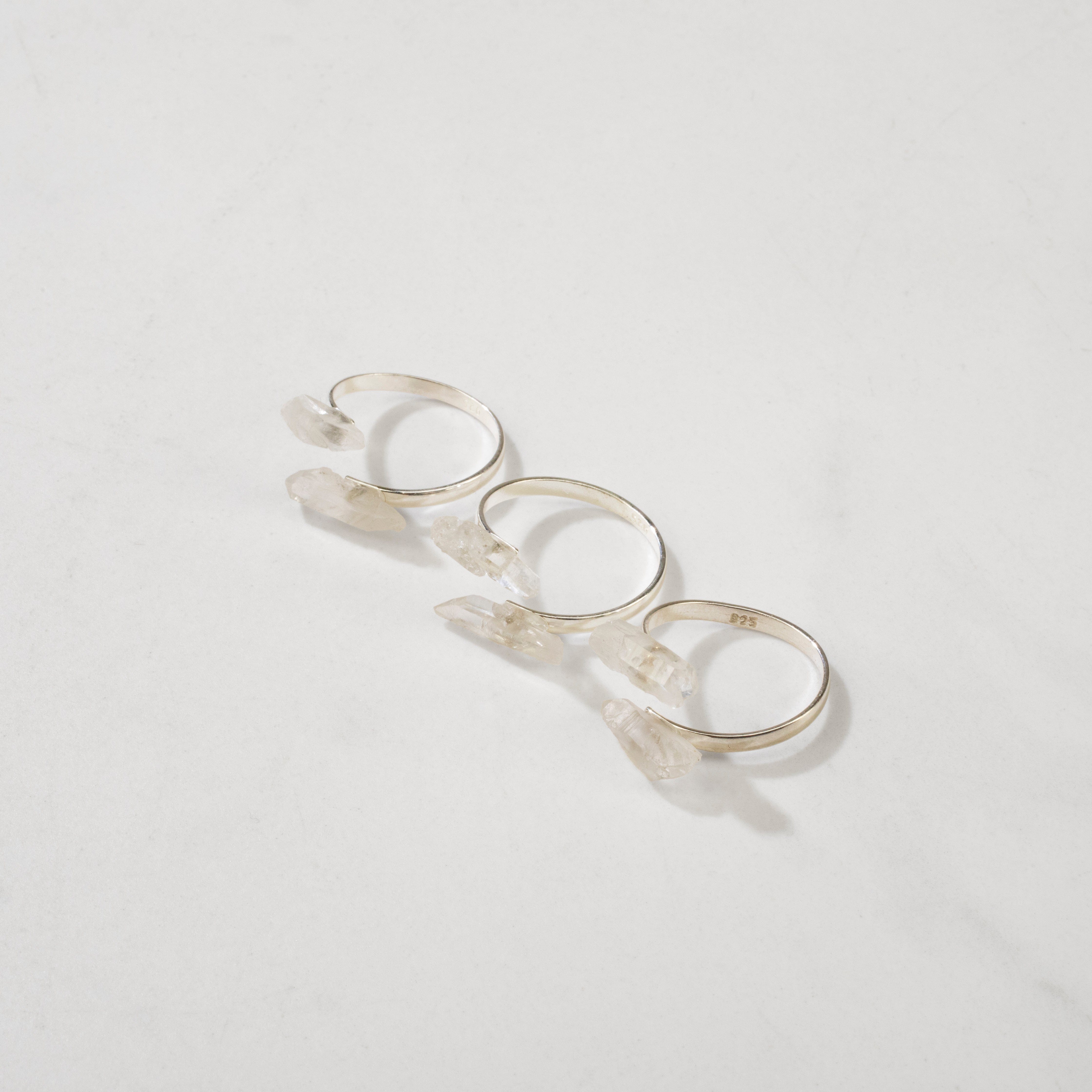 KALIFANO Crystal Jewelry Quartz Adjustable Sterling Silver Ring CJR-SS-QZ