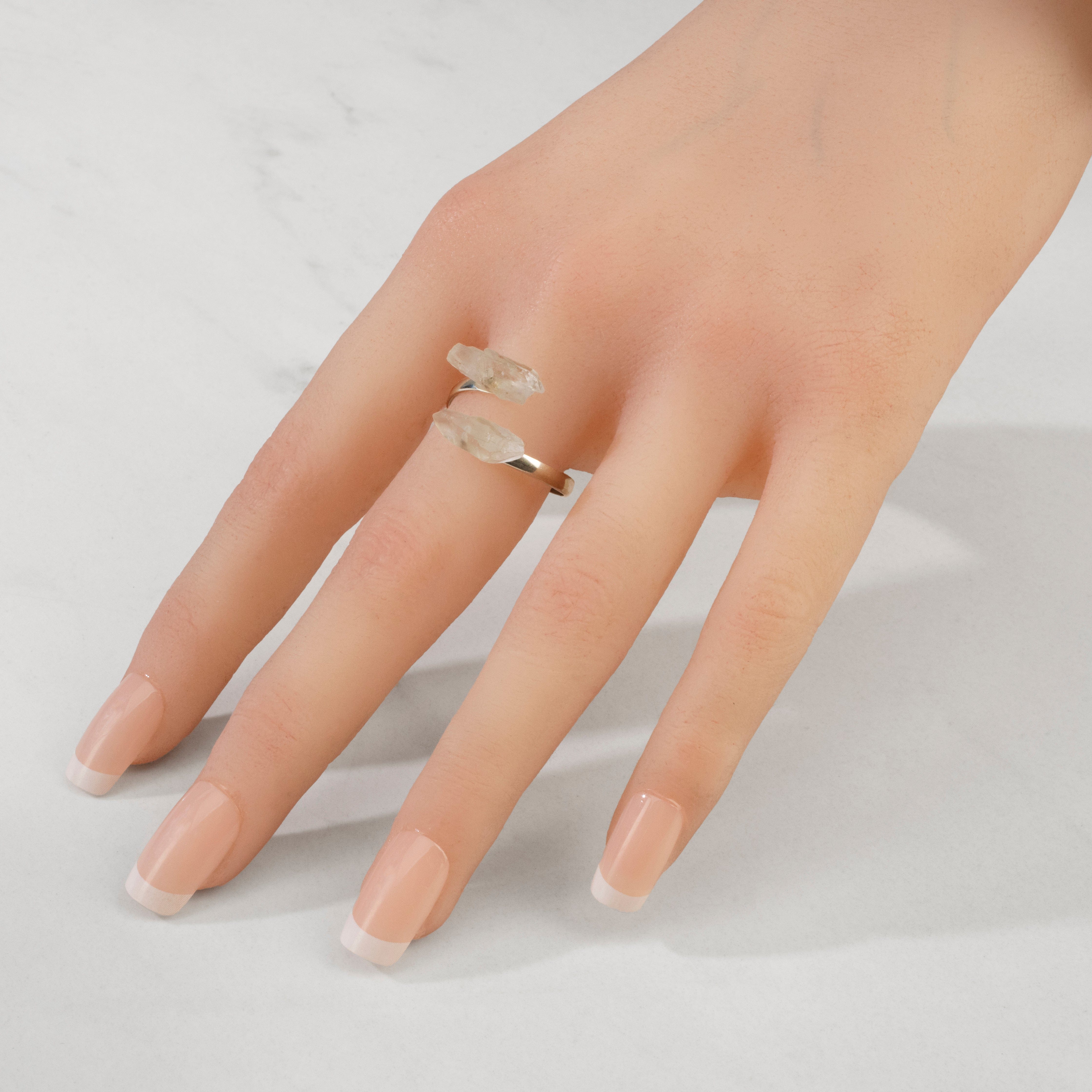 KALIFANO Crystal Jewelry Quartz Adjustable Sterling Silver Ring CJR-SS-QZ