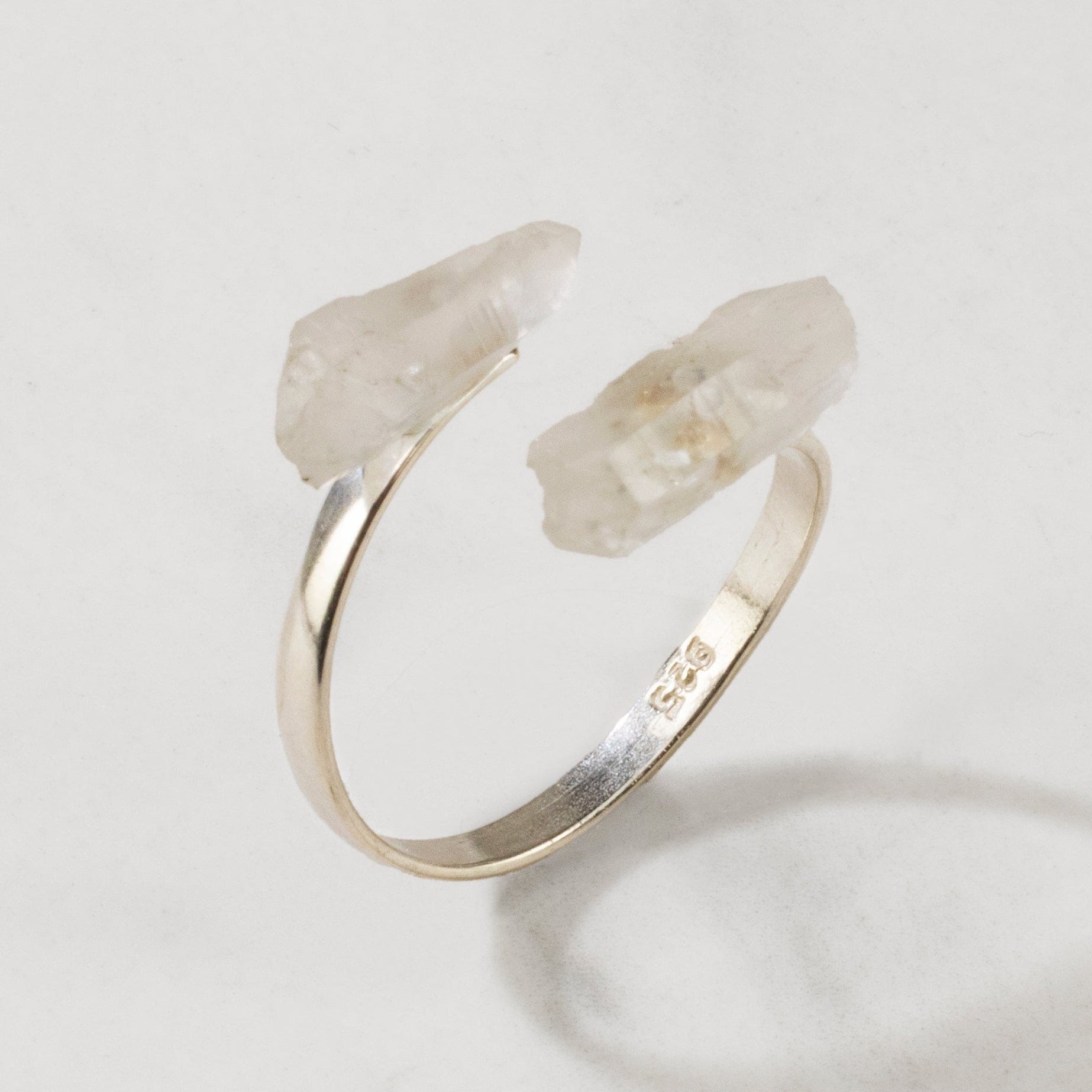 KALIFANO Crystal Jewelry Quartz Adjustable Sterling Silver Ring CJR-SS-QZ