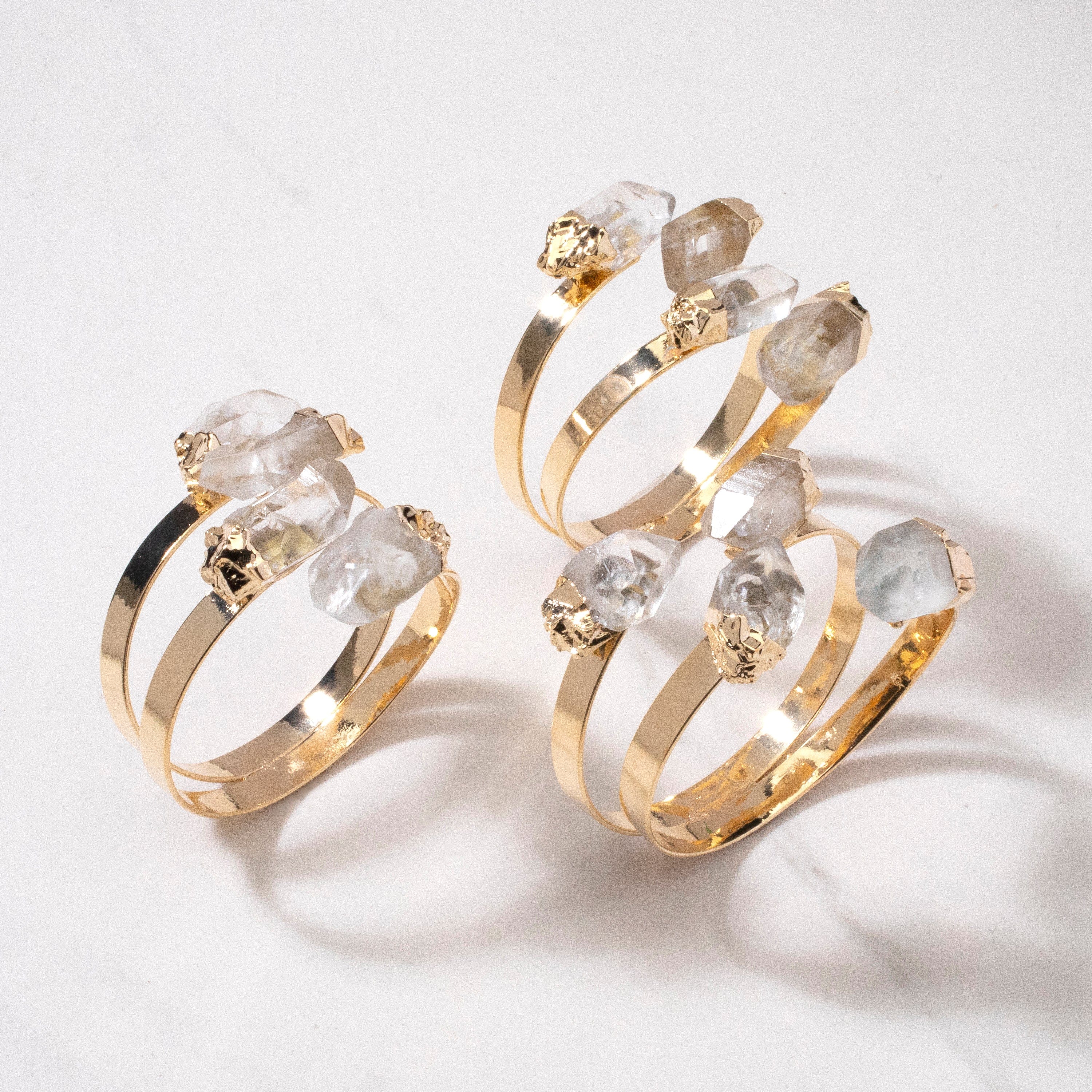 KALIFANO Crystal Jewelry Quartz Double Bracelet Cuff CJB-1012-QZ