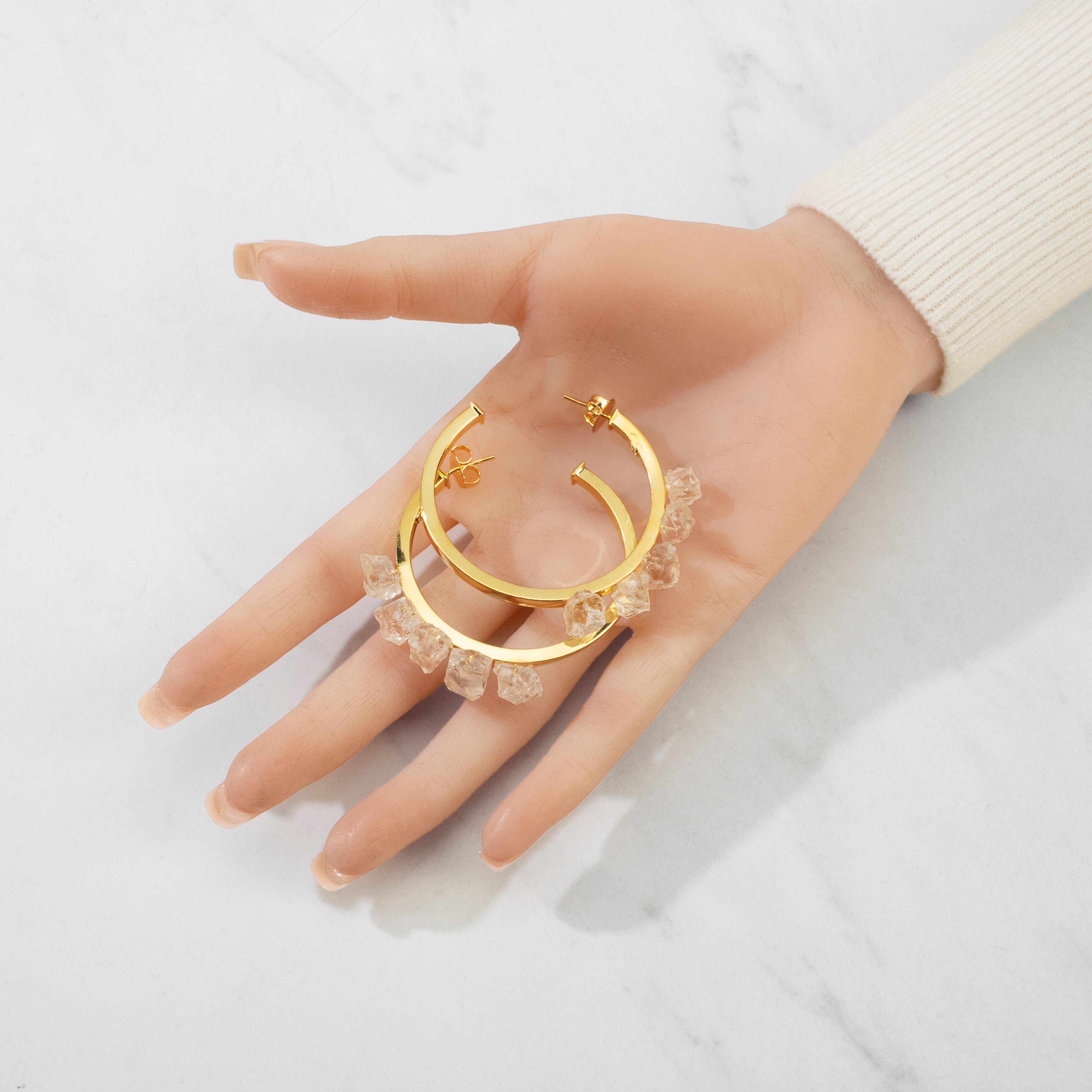 KALIFANO Crystal Jewelry Quartz Hoop Earrings CJE.QHE