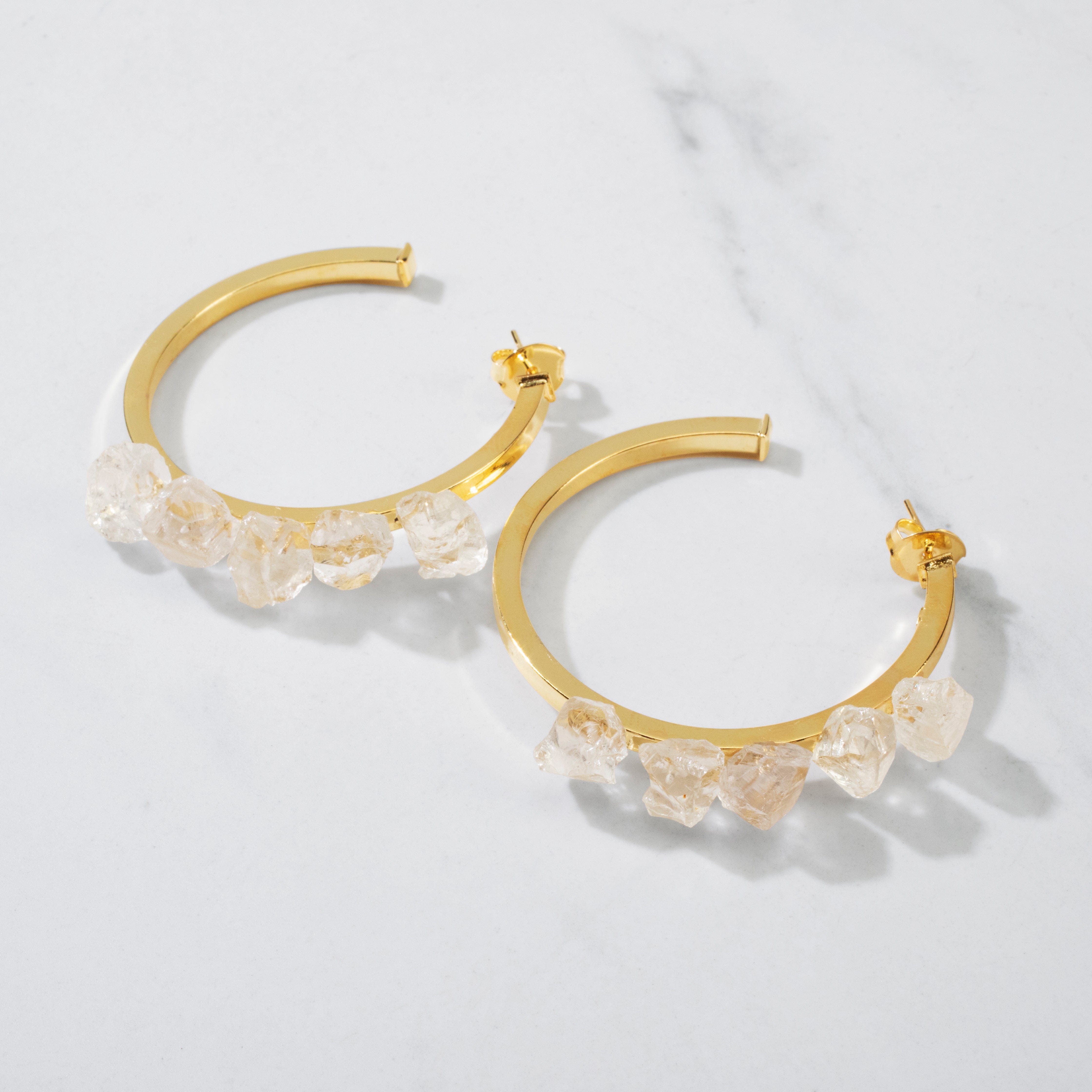 KALIFANO Crystal Jewelry Quartz Hoop Earrings CJE.QHE