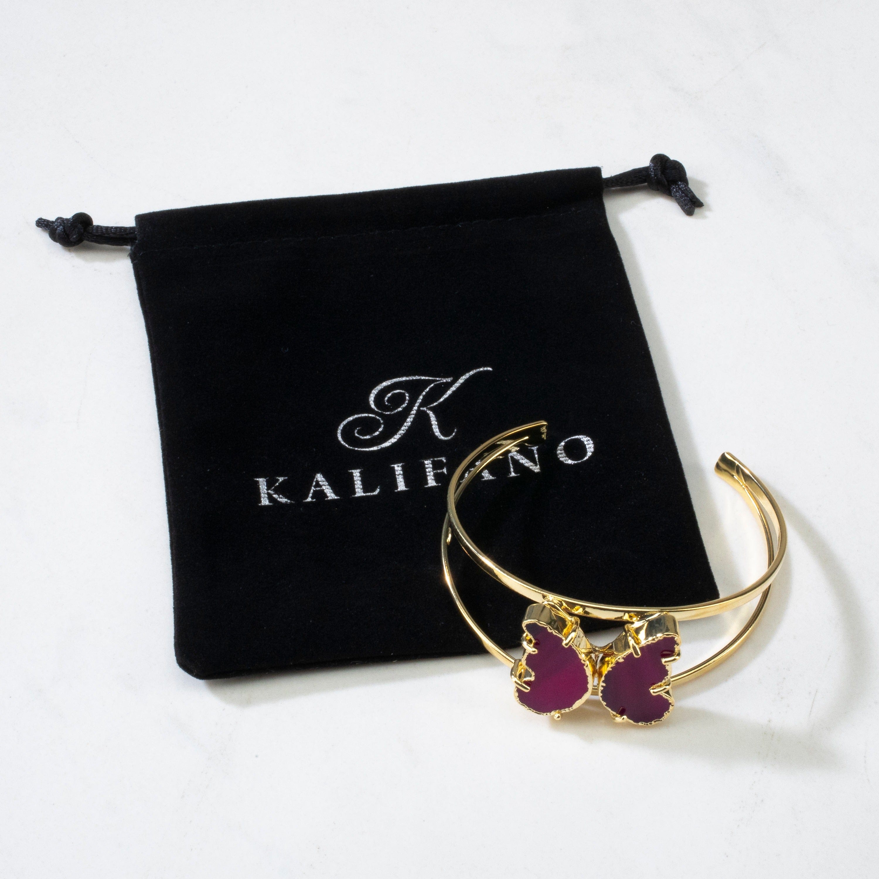 Kalifano Crystal Jewelry Red Agate Butterfly Cuff Bracelet CJB-S-BTAG-RD