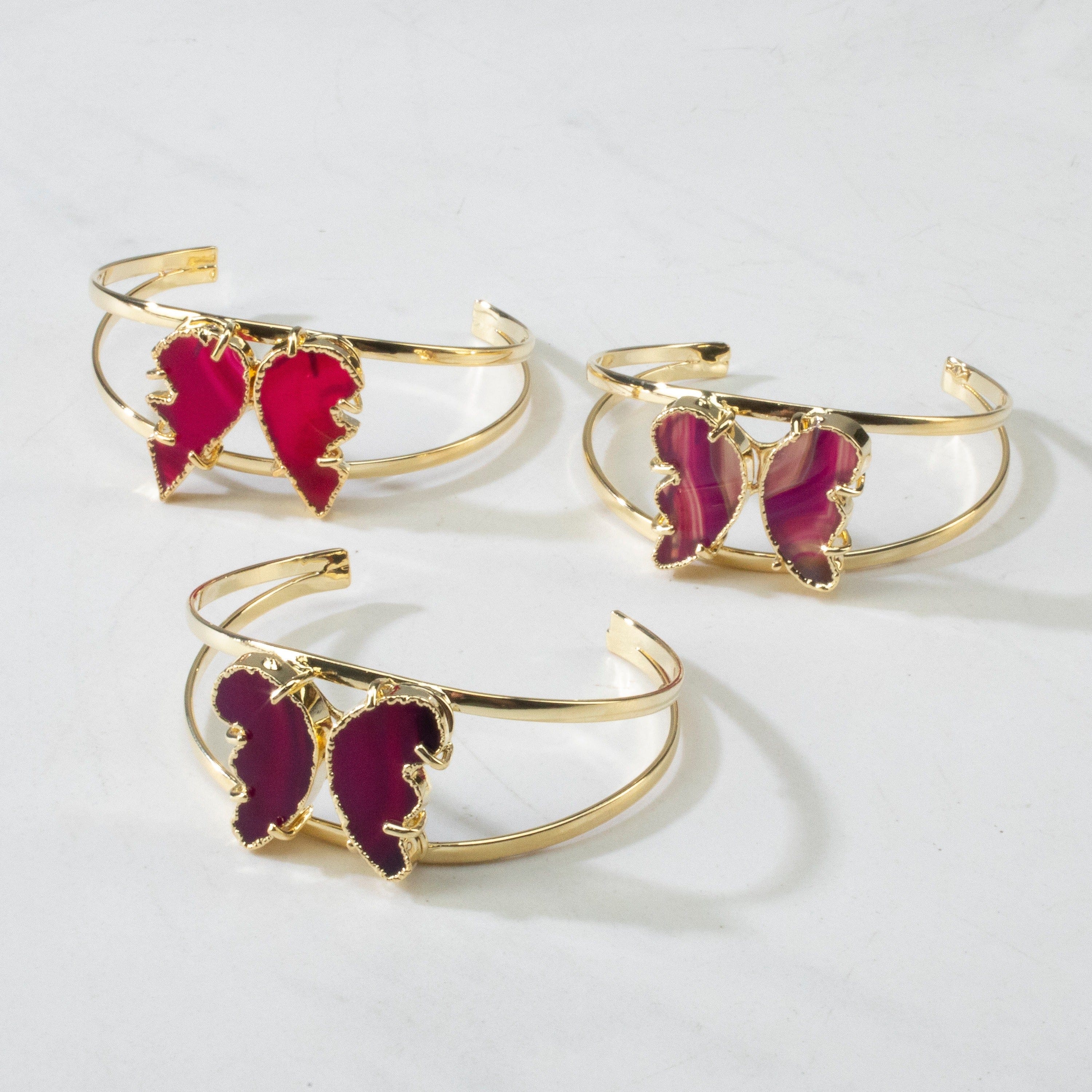 Kalifano Crystal Jewelry Red Agate Butterfly Cuff Bracelet CJB-S-BTAG-RD