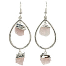 Rose Quartz Crystal Drop French Hook Earrings