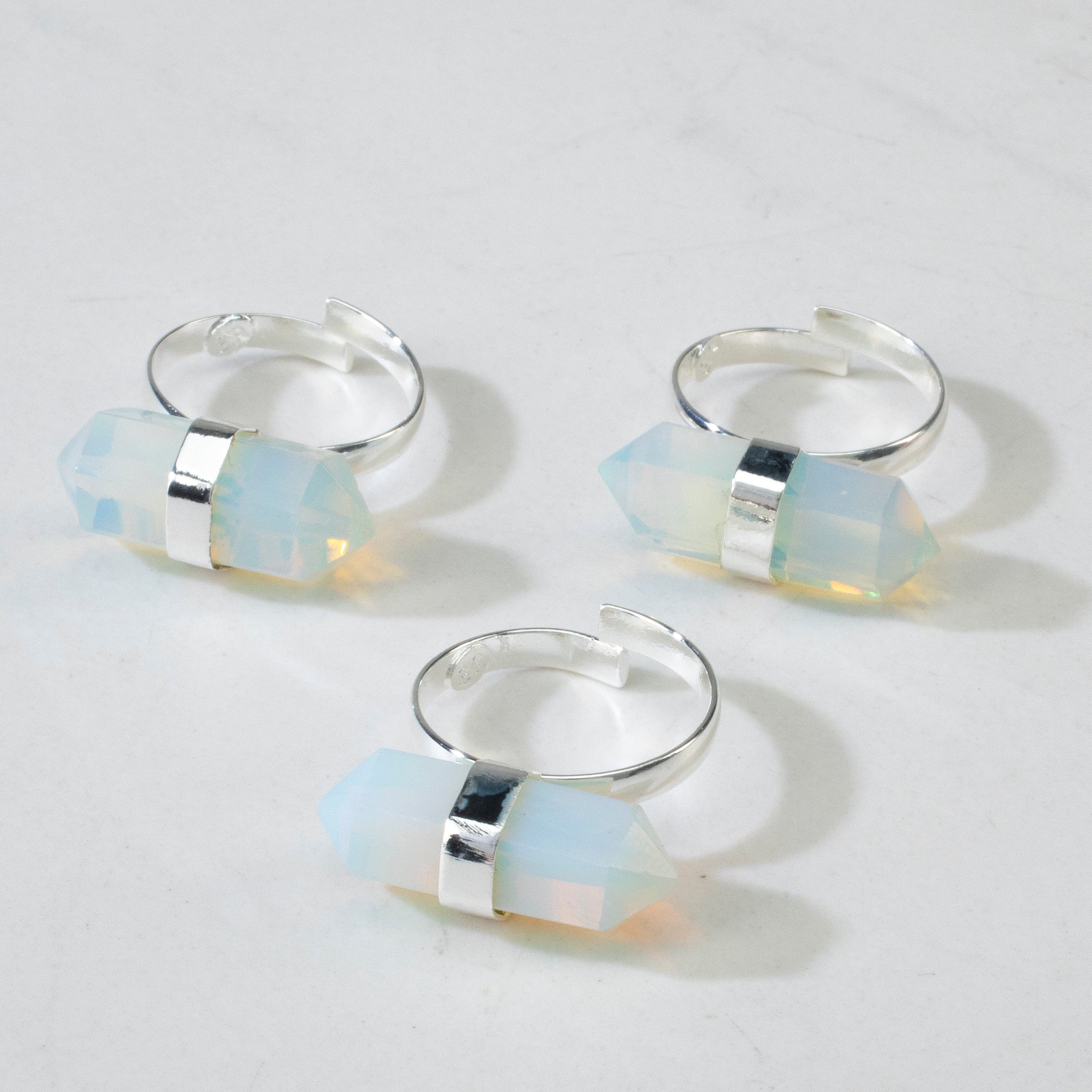 Kalifano Crystal Jewelry Silver Plated Moonstone Adjustable Ring CJR-MJS-MS