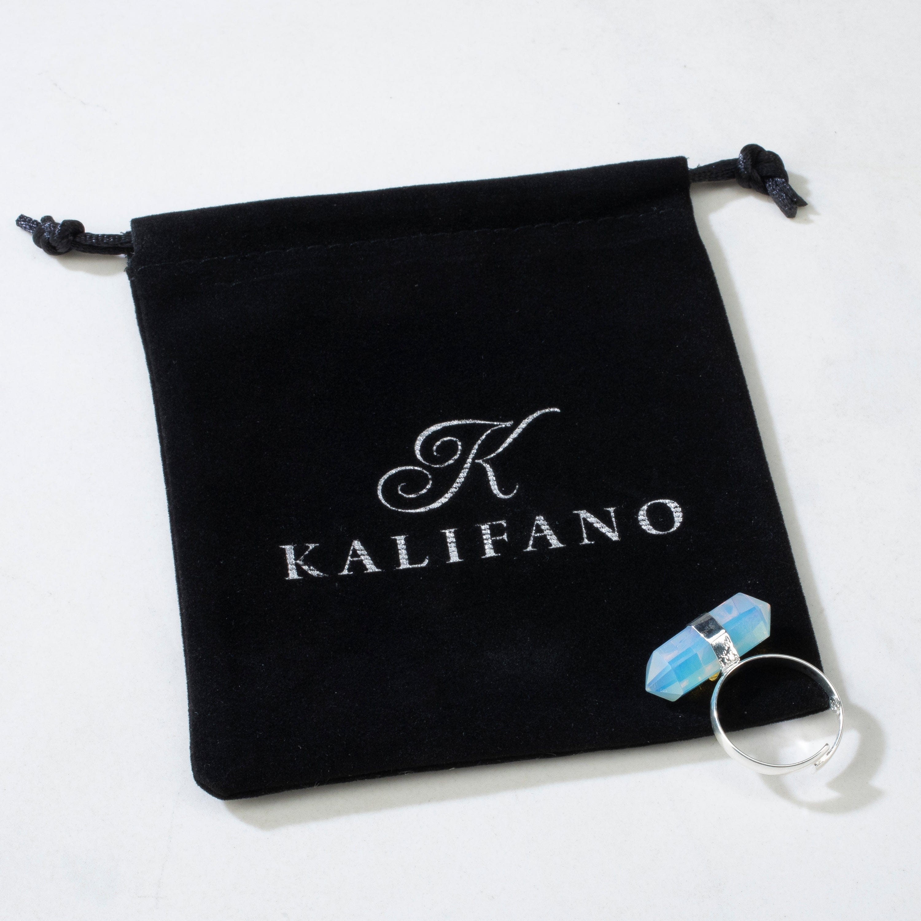 Kalifano Crystal Jewelry Silver Plated Moonstone Adjustable Ring CJR-MJS-MS