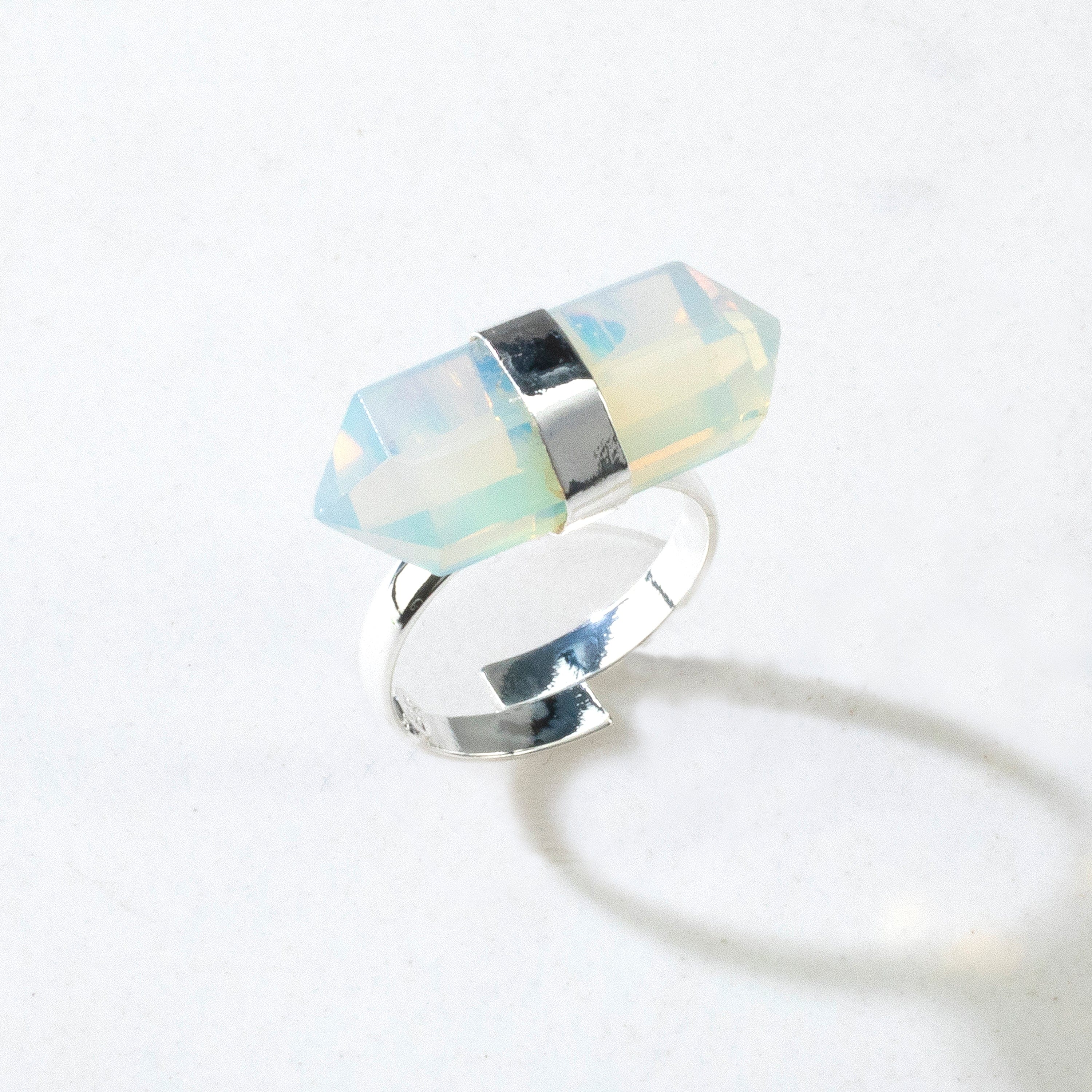 Kalifano Crystal Jewelry Silver Plated Moonstone Adjustable Ring CJR-MJS-MS