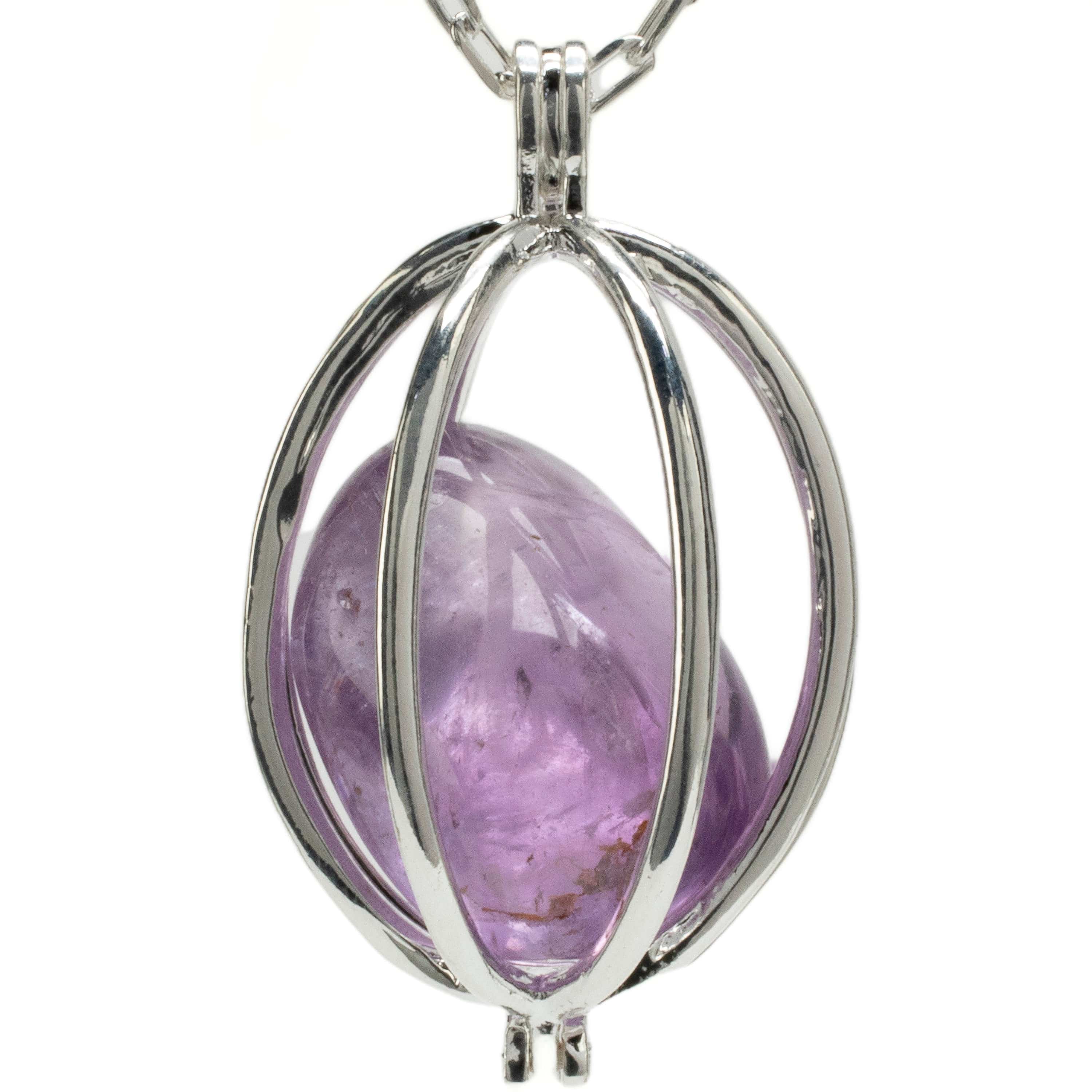 Kalifano Crystal Jewelry Silver Toned Convertible Chakra Pendant with Replaceable Tumbled Stones CJN-2057S-MT