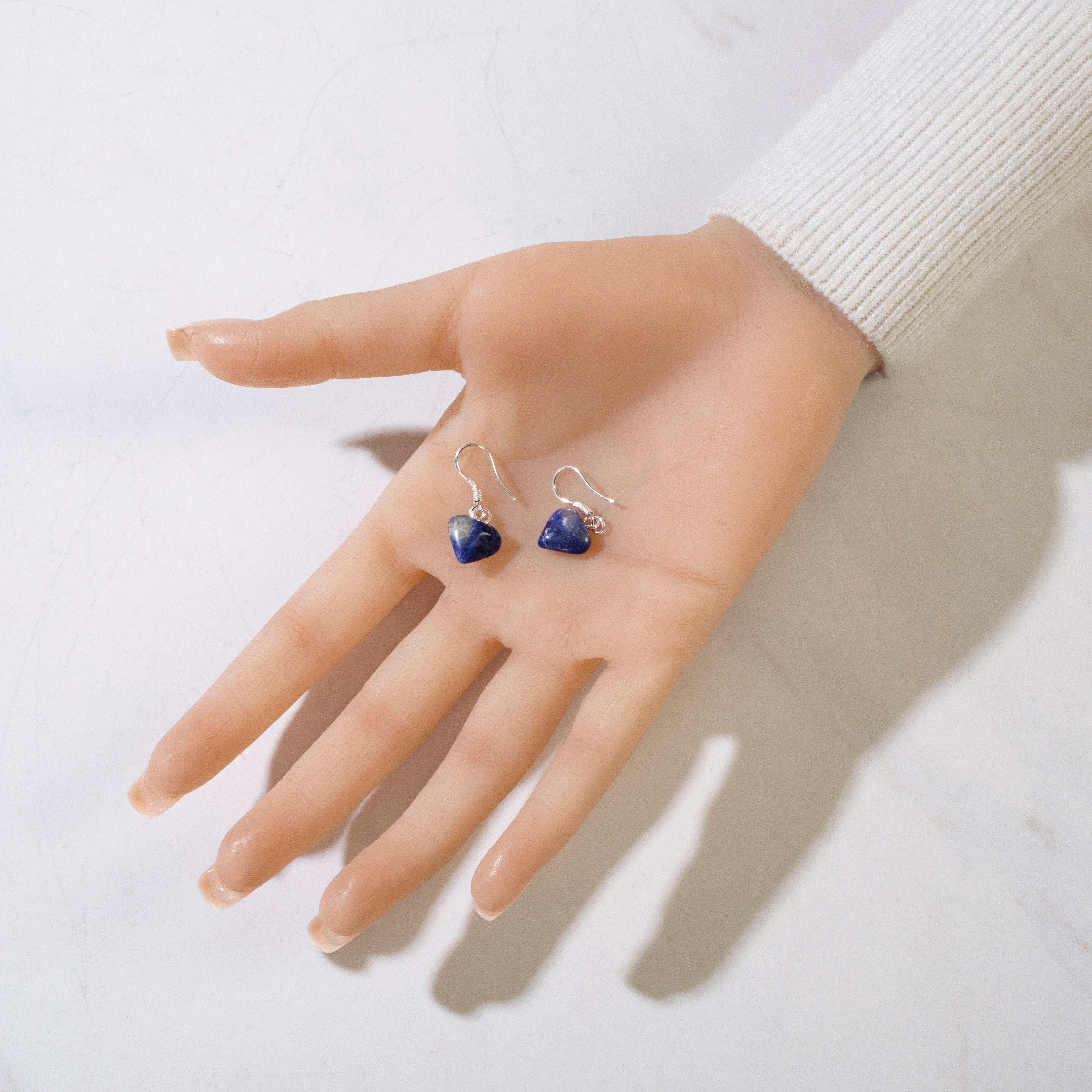KALIFANO Crystal Jewelry Sodalite Heart Sterling Silver Earrings CJE-SILV-SDHEART