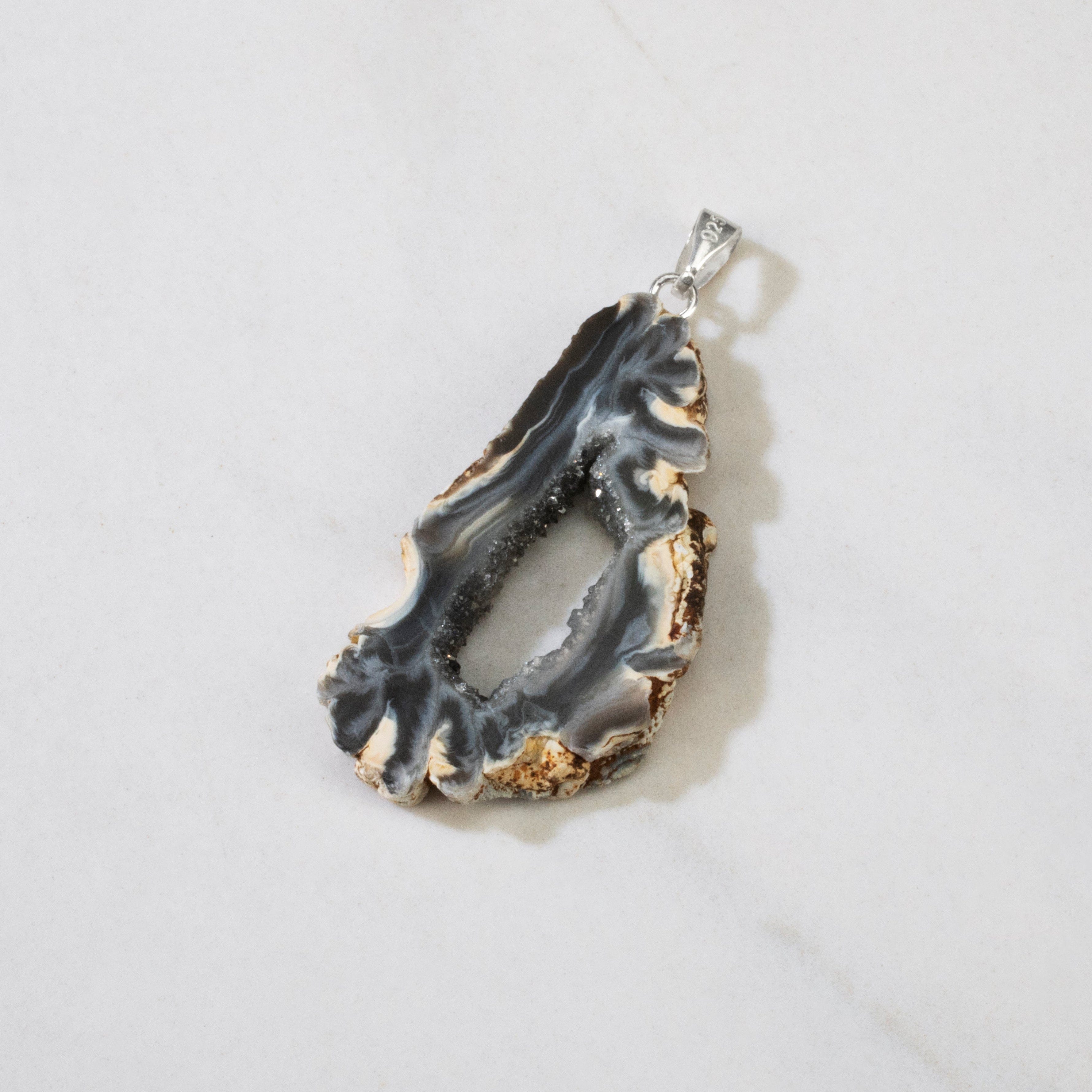 KALIFANO Crystal Jewelry Sterling Silver Agate Pendant CJN-SILV-AG