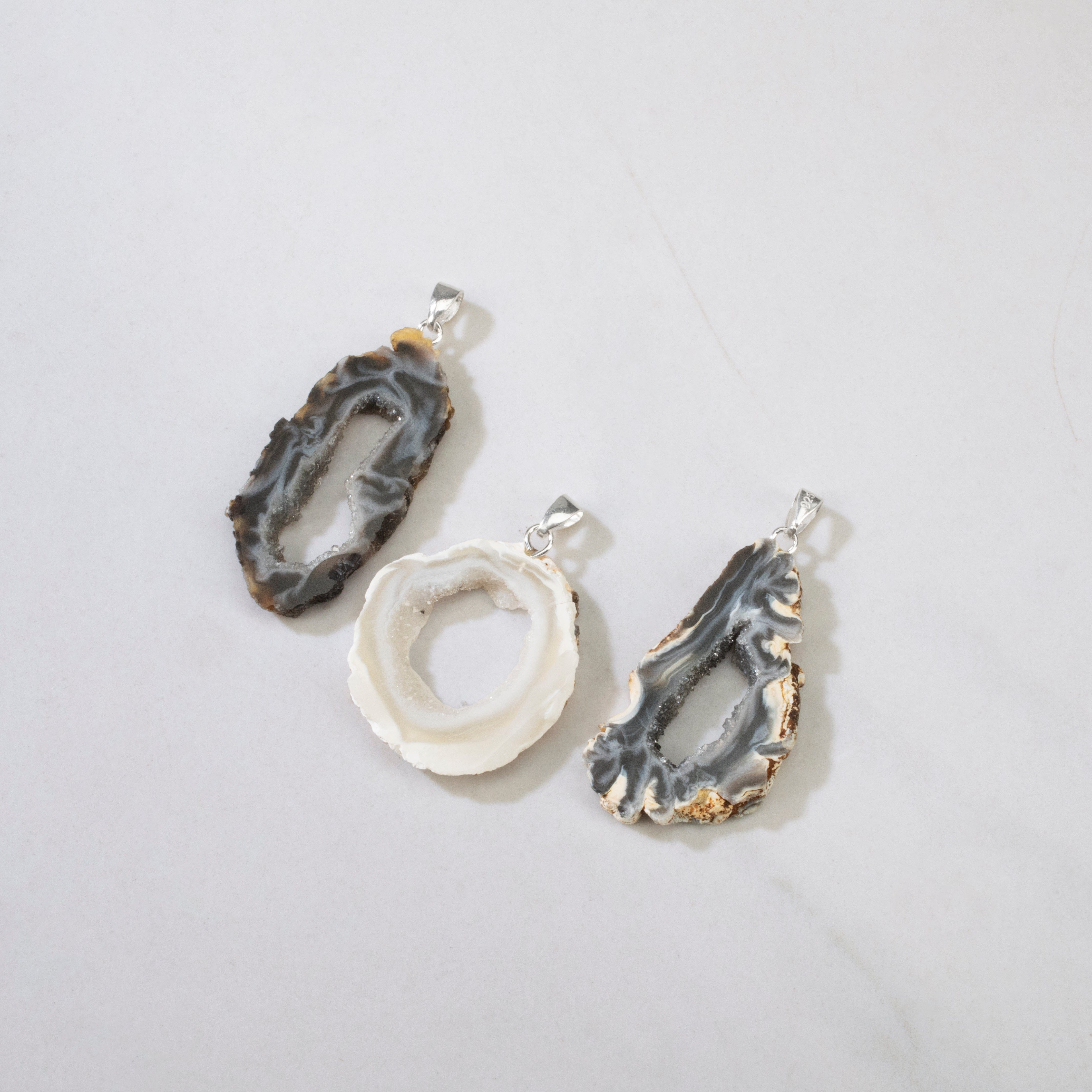 KALIFANO Crystal Jewelry Sterling Silver Agate Pendant CJN-SILV-AG