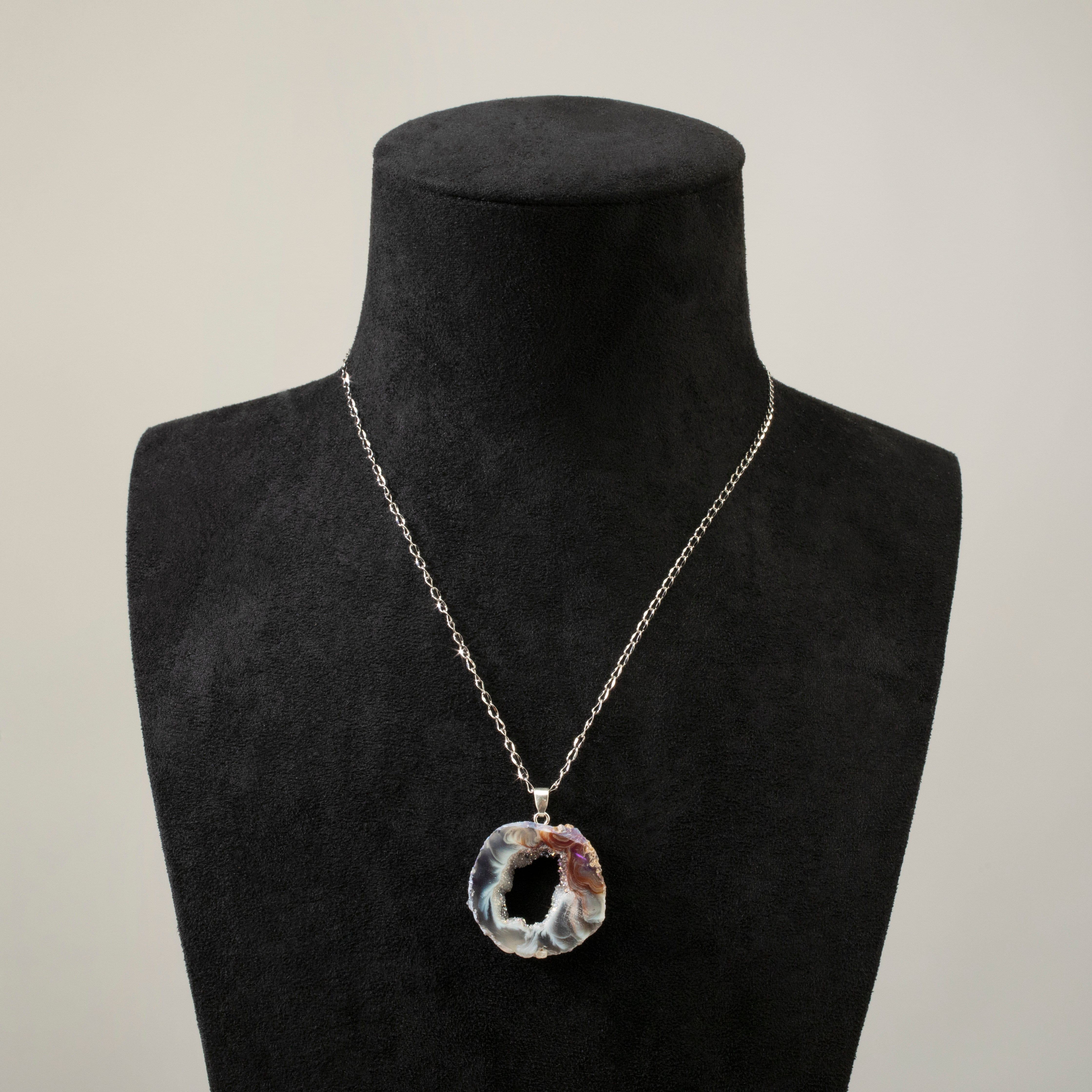 KALIFANO Crystal Jewelry Sterling Silver Aura Borealis Agate Pendant CJN-SILV-ABAG