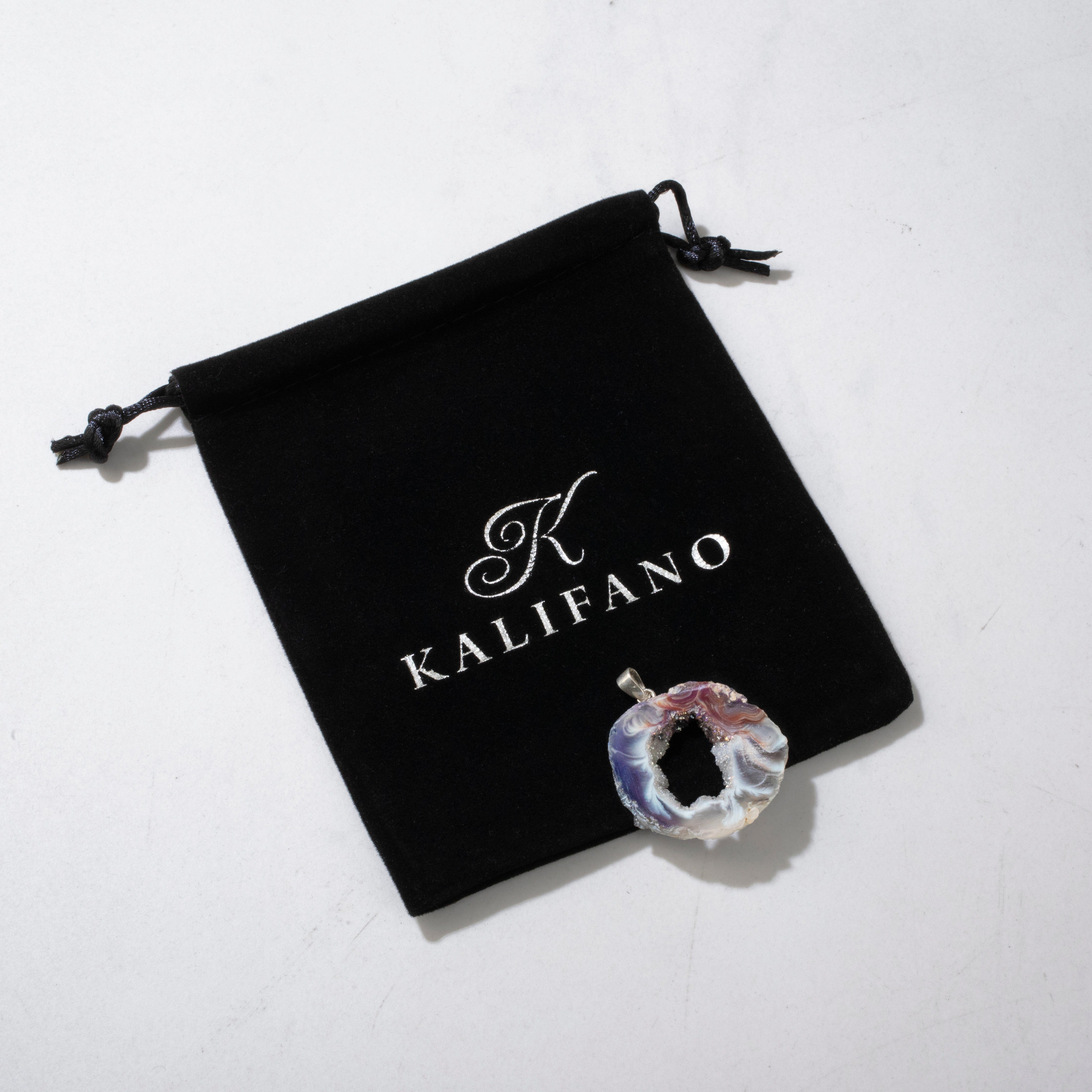 KALIFANO Crystal Jewelry Sterling Silver Aura Borealis Agate Pendant CJN-SILV-ABAG