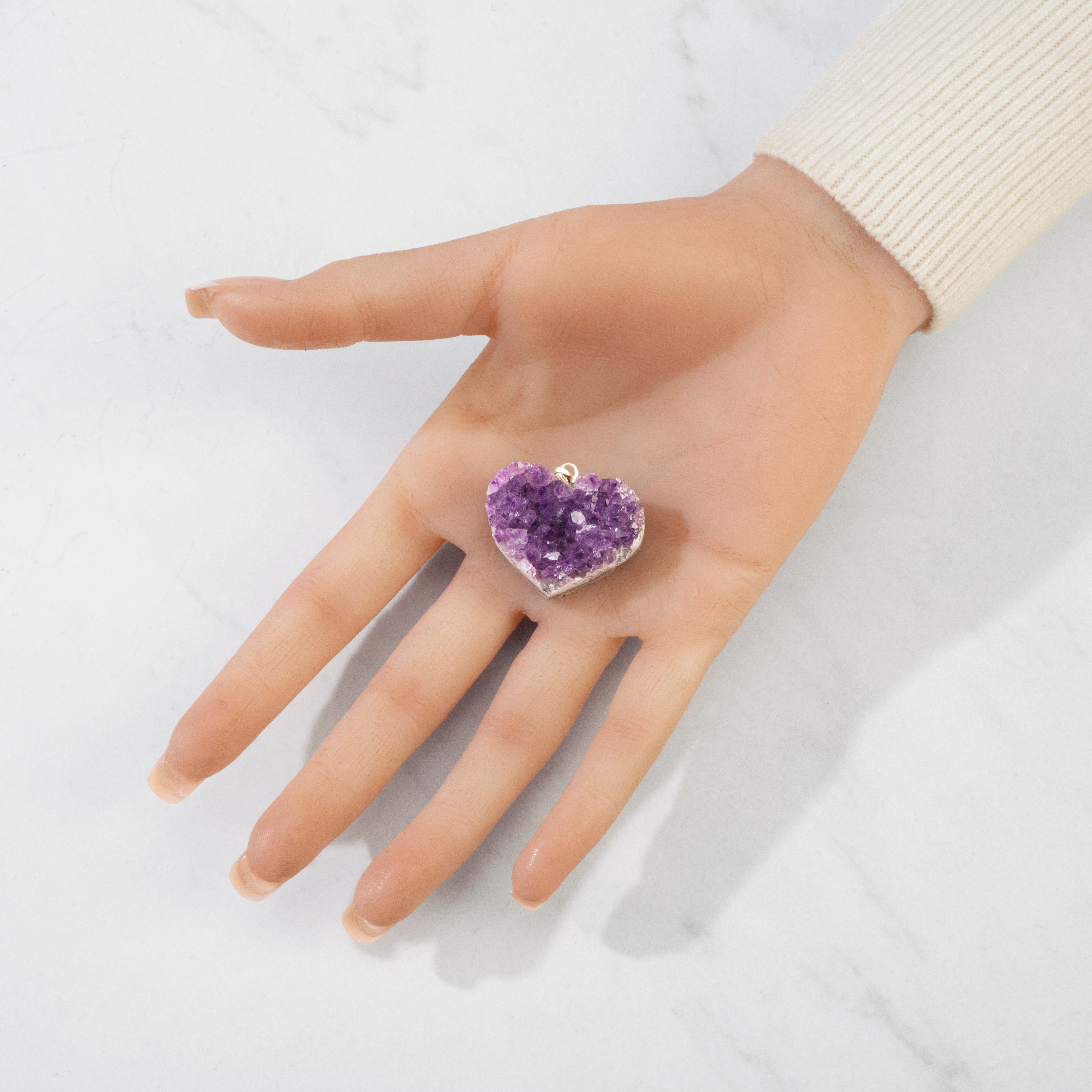 KALIFANO Crystal Jewelry Sterling Silver Druzy Amethyst Heart CJN-SILV-AMHEART