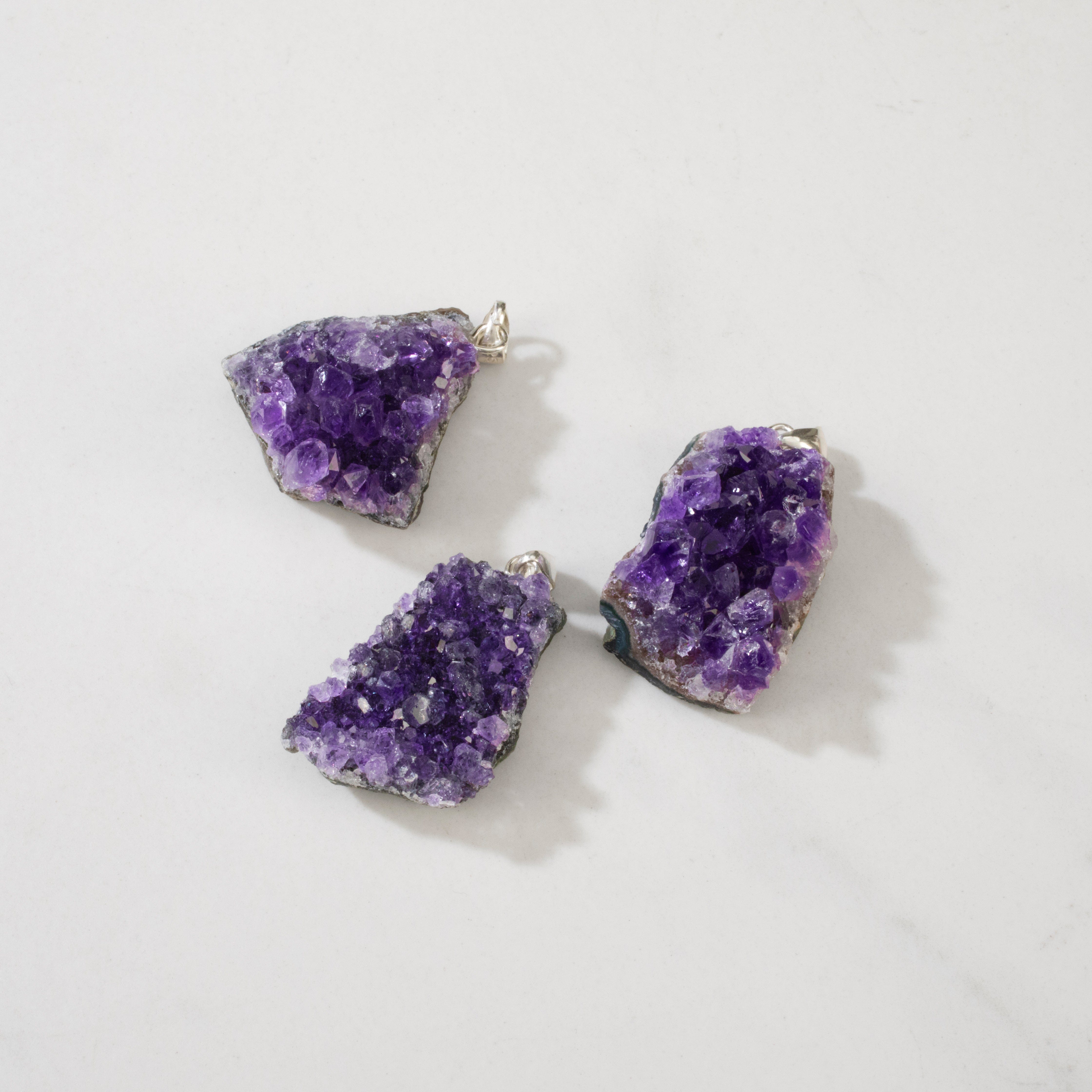 KALIFANO Crystal Jewelry Sterling Silver Druzy Amethyst Pendant CJN-SILV-AMDRUZY