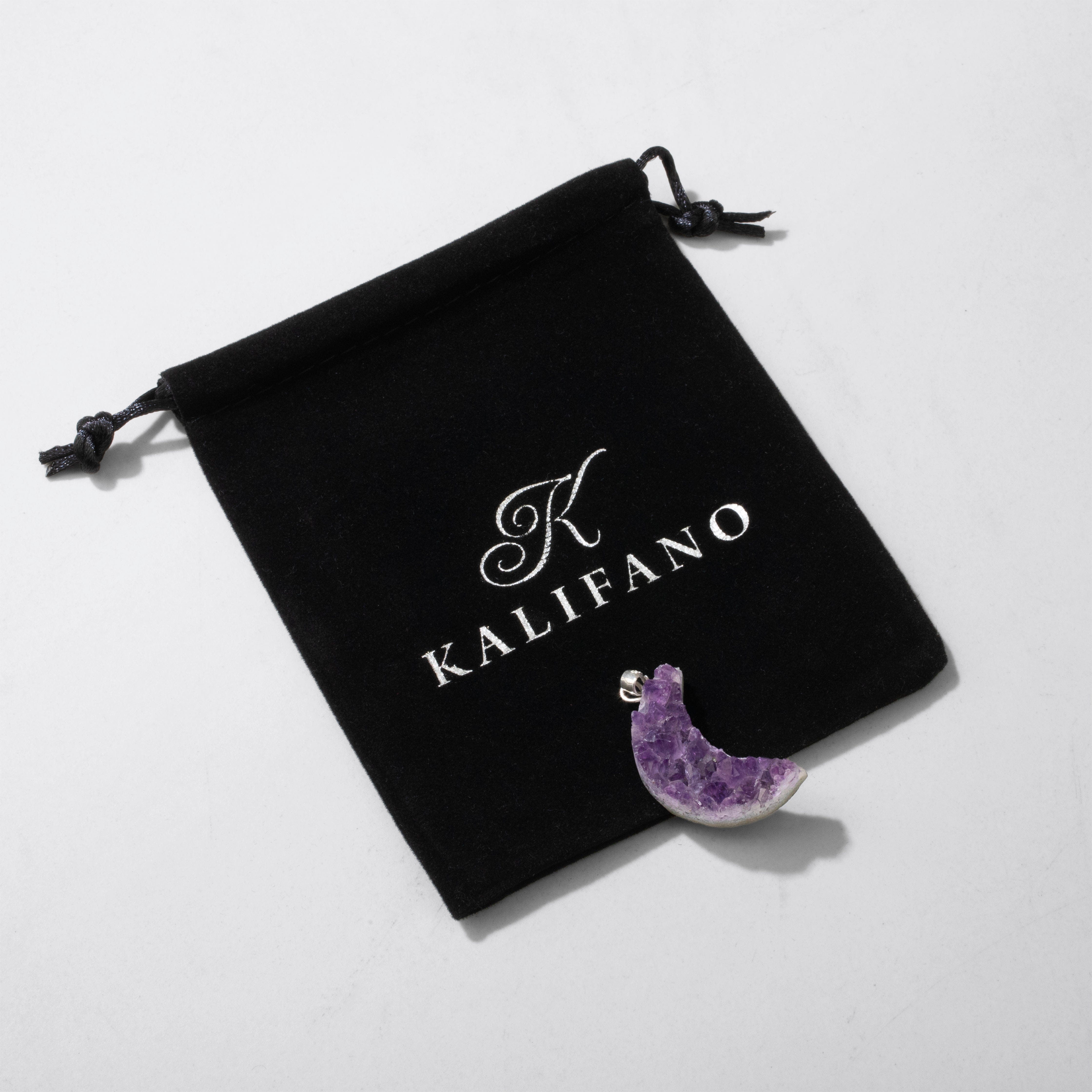 KALIFANO Crystal Jewelry Sterling Silver Druzy Amethyst Pendant CJN-SILV-AMMOON