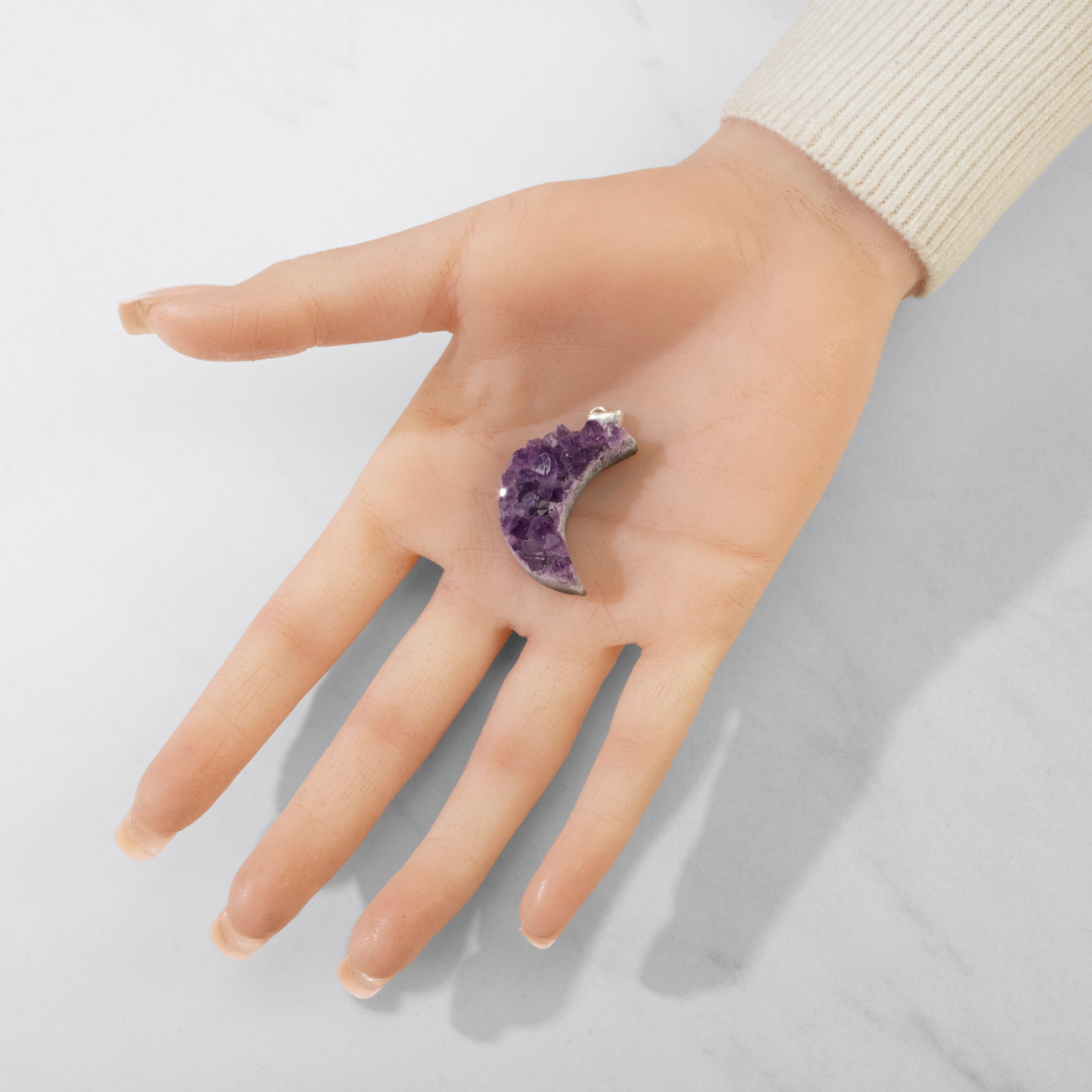 KALIFANO Crystal Jewelry Sterling Silver Druzy Amethyst Pendant CJN-SILV-AMMOON