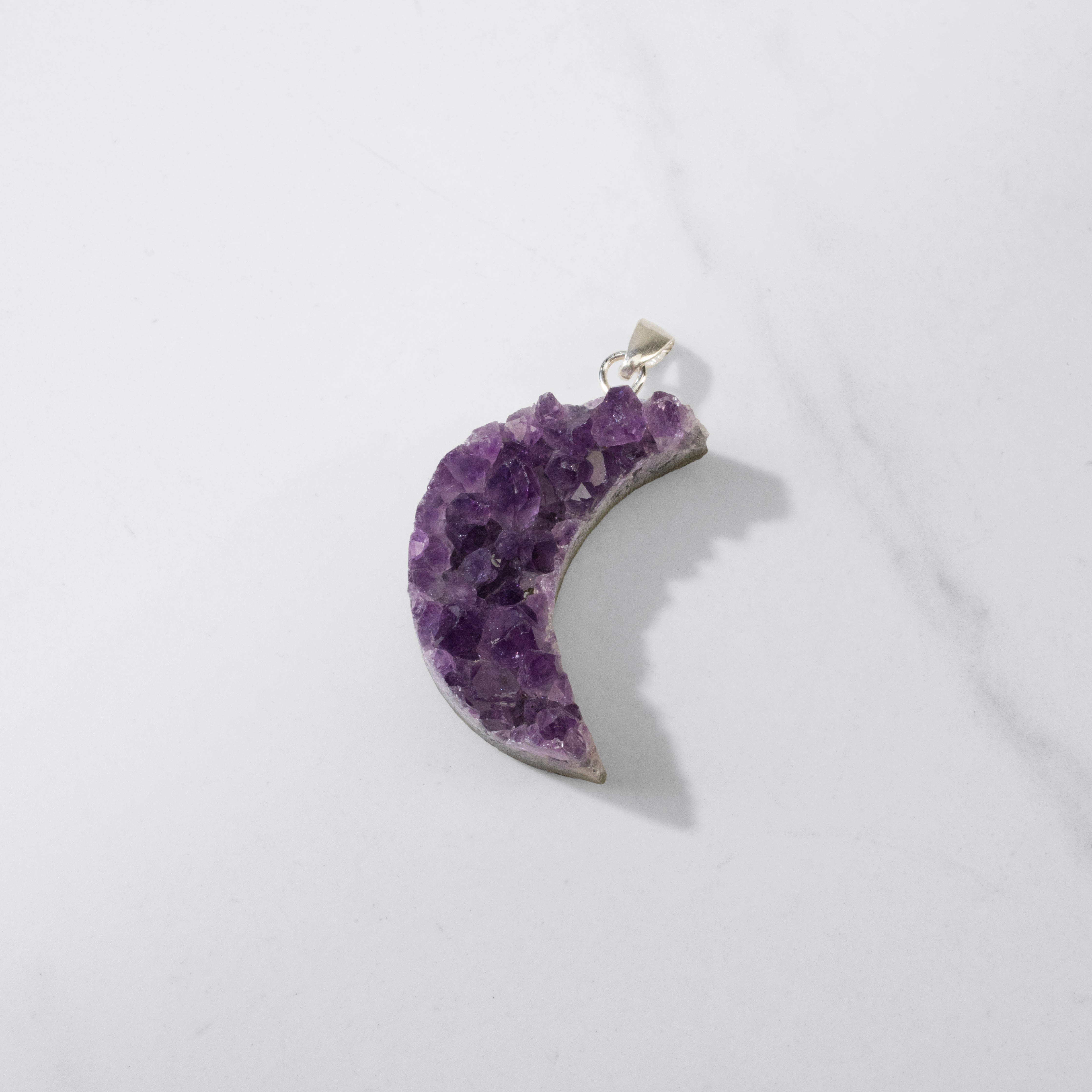 KALIFANO Crystal Jewelry Sterling Silver Druzy Amethyst Pendant CJN-SILV-AMMOON