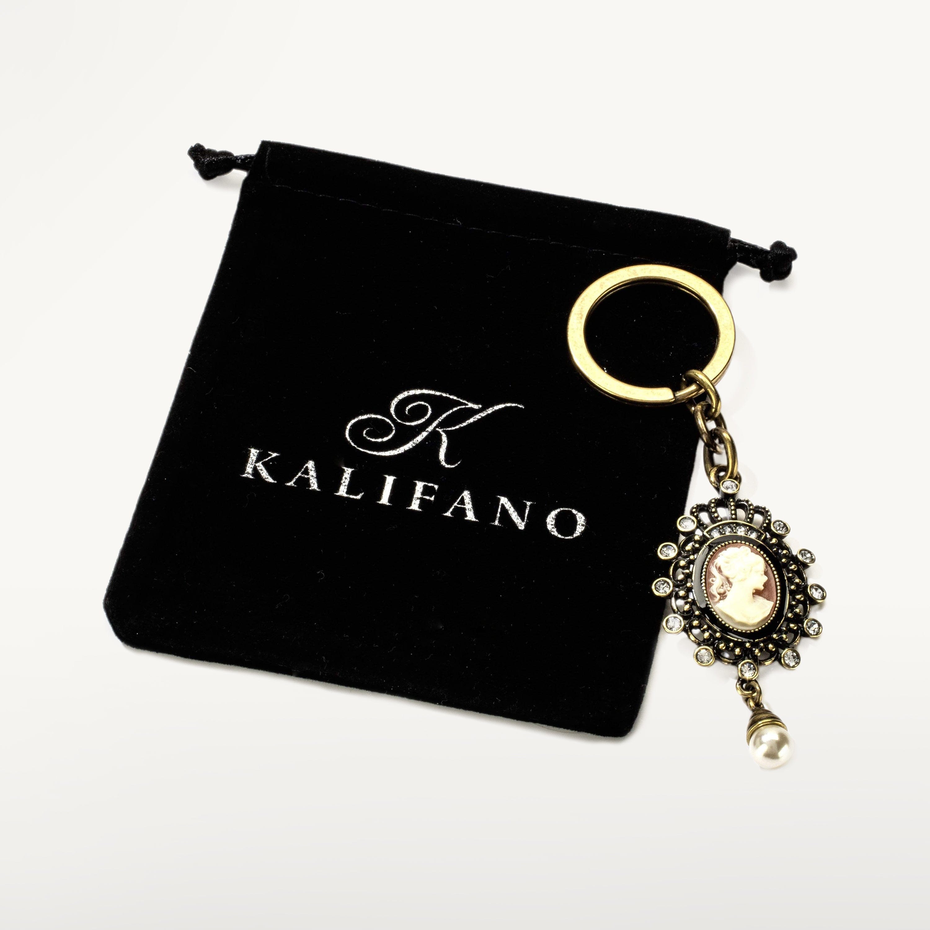 Kalifano Crystal Keychains Antique Cameo Keychain Made with Swarovski Crystals SKC-191