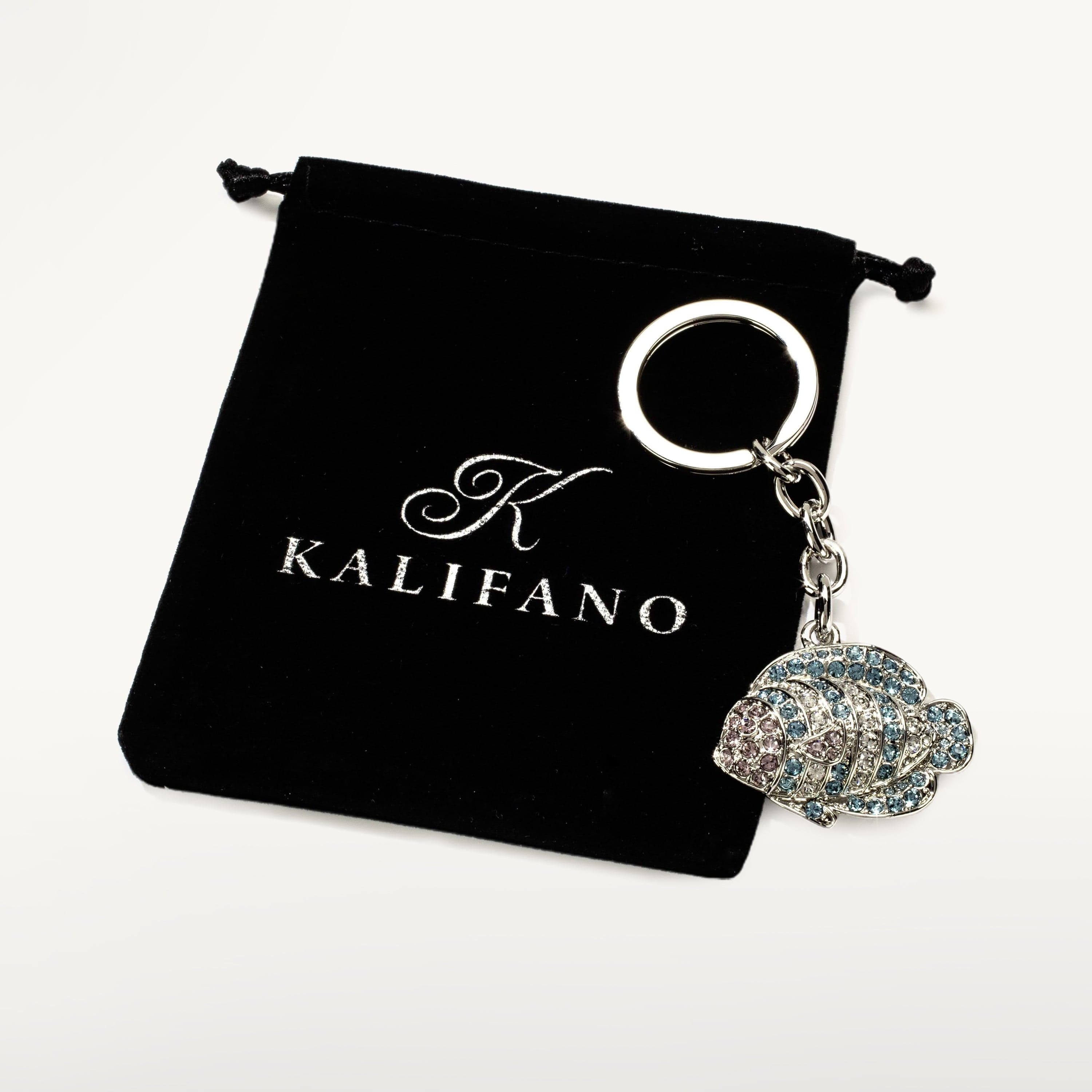 Kalifano Crystal Keychains Blue Clownfish Keychain made with Swarovski Crystals SKC-180