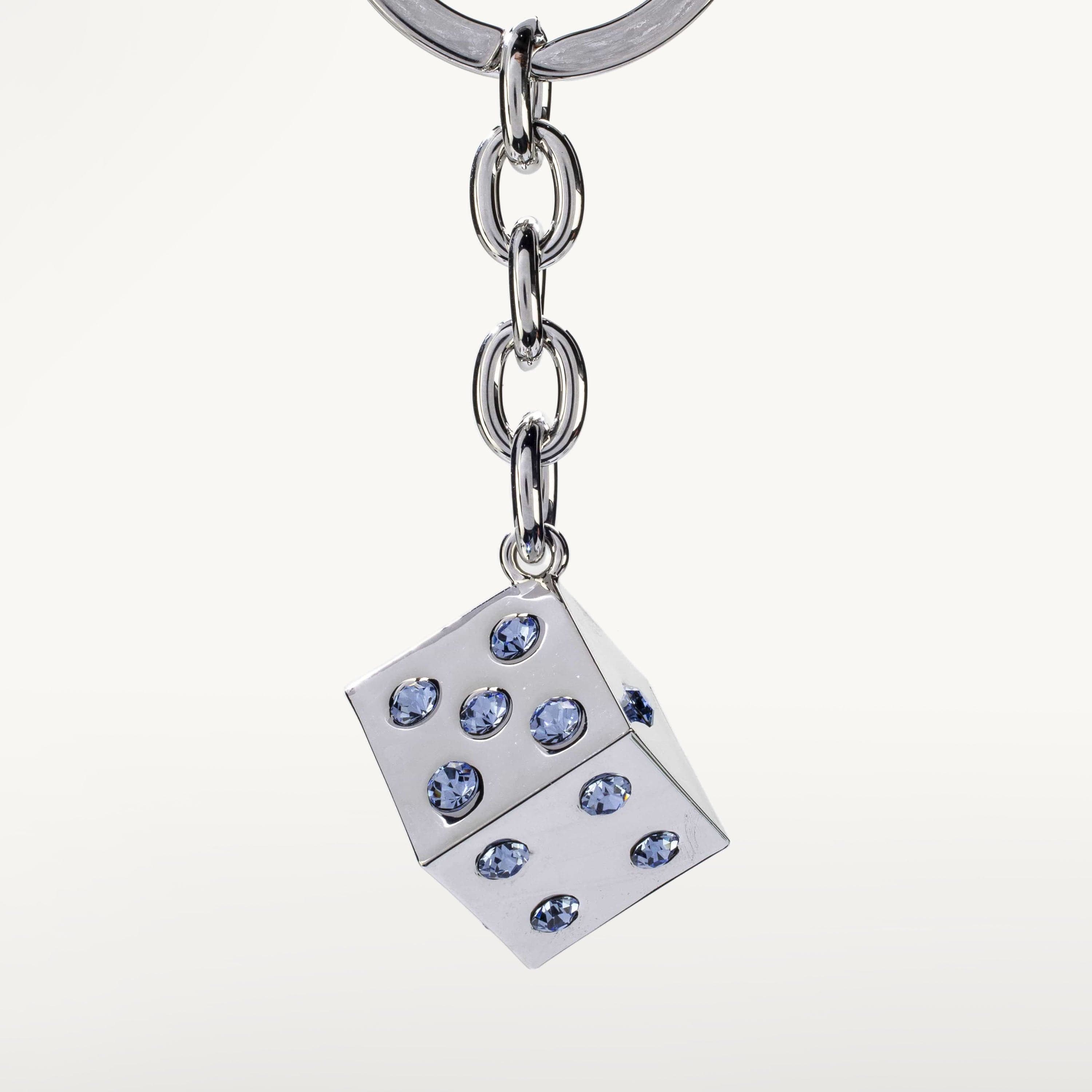 Kalifano Crystal Keychains Blue Dice Keychain made with Swarovski Crystals SKC-131