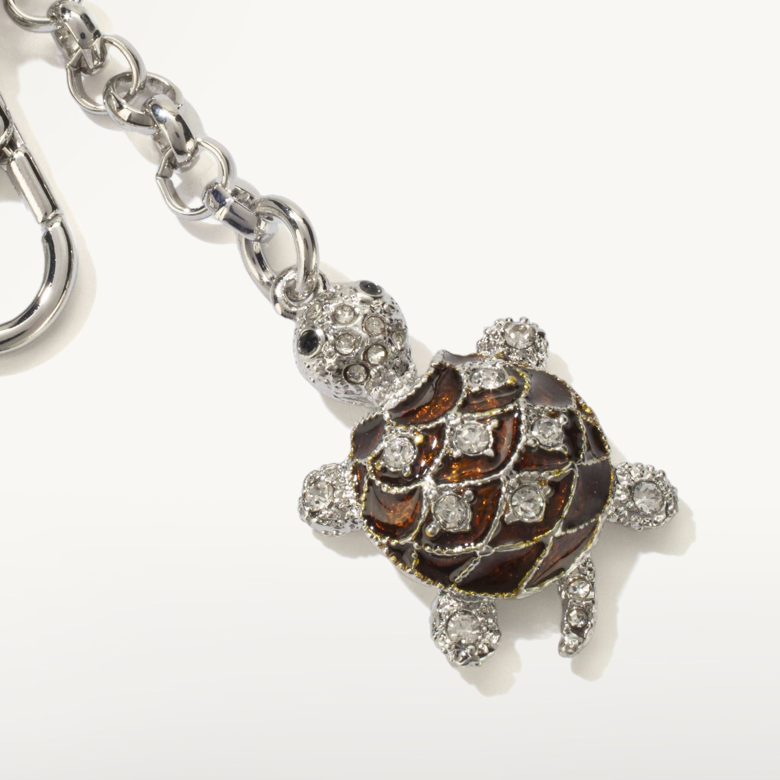 Kalifano Crystal Keychains Brown Turtle Keychain made with Swarovski Crystals SKC-107