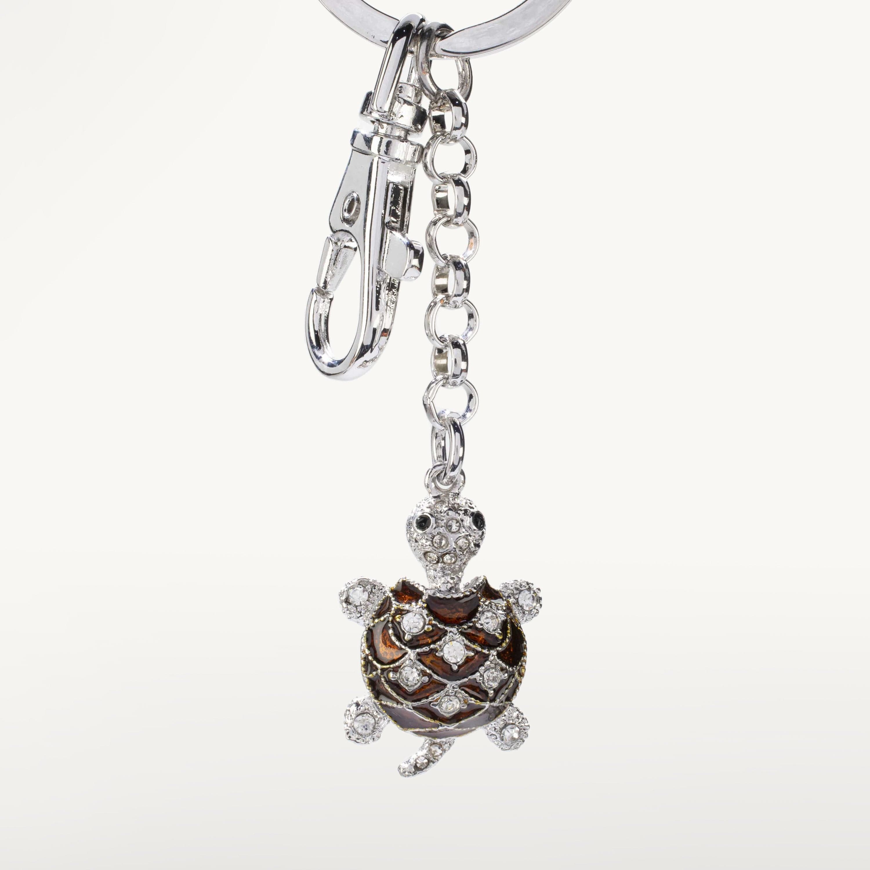 Kalifano Crystal Keychains Brown Turtle Keychain made with Swarovski Crystals SKC-107