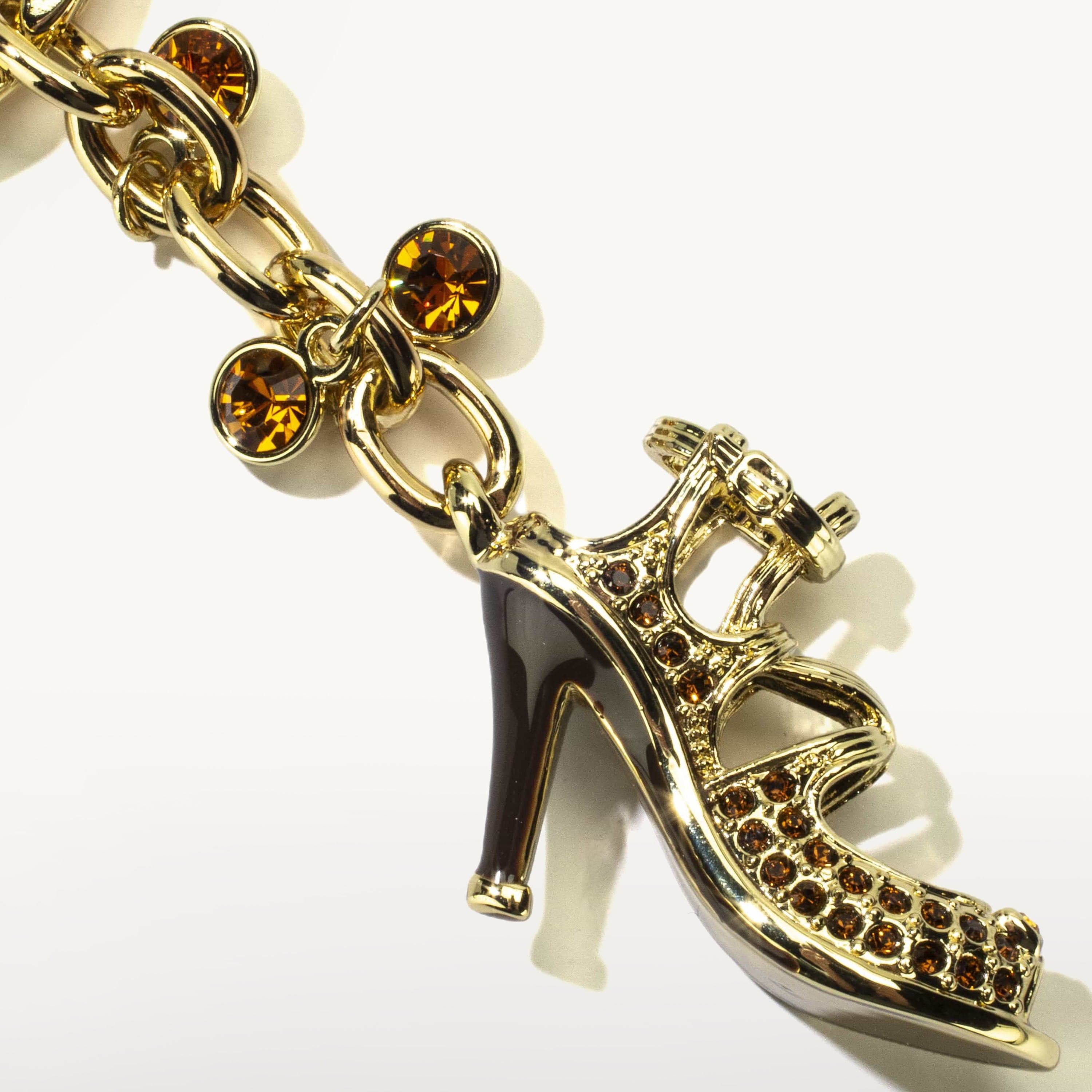 Kalifano Crystal Keychains Gold High Heels Keychain made with Swarovski Crystals SKC-143