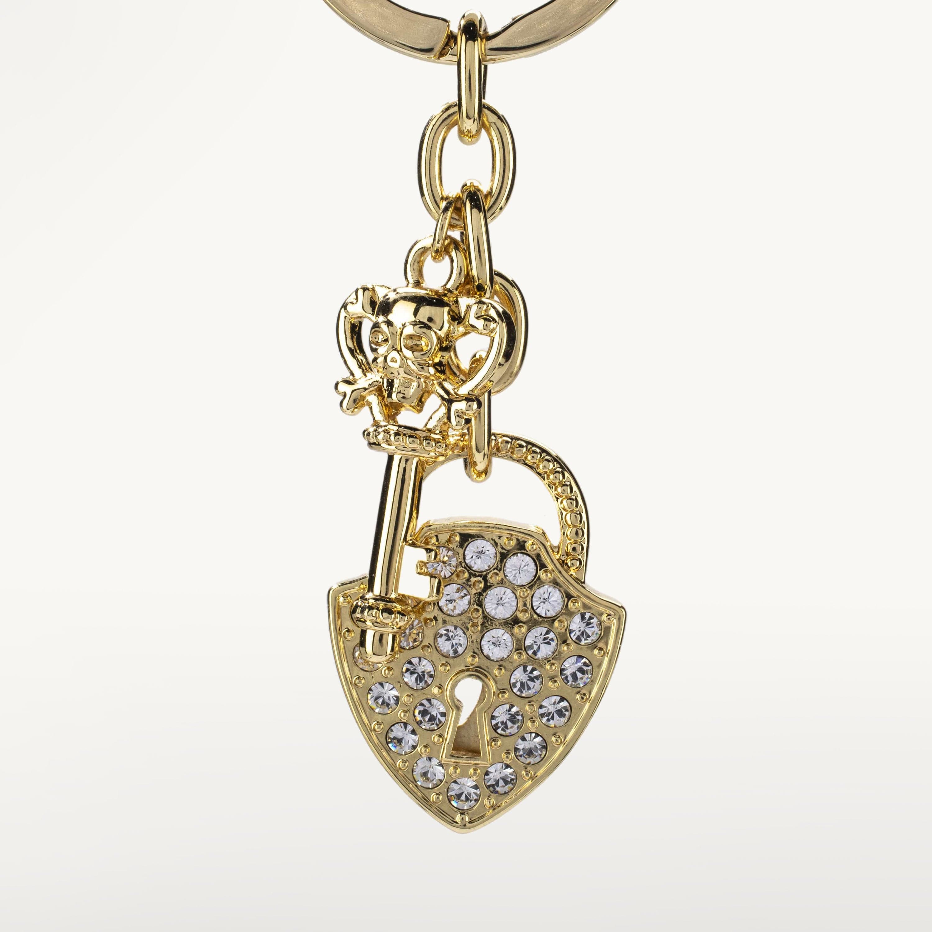 Kalifano Crystal Keychains Gold Key & Lock Keychain made with Swarovski Crystals SKC-164