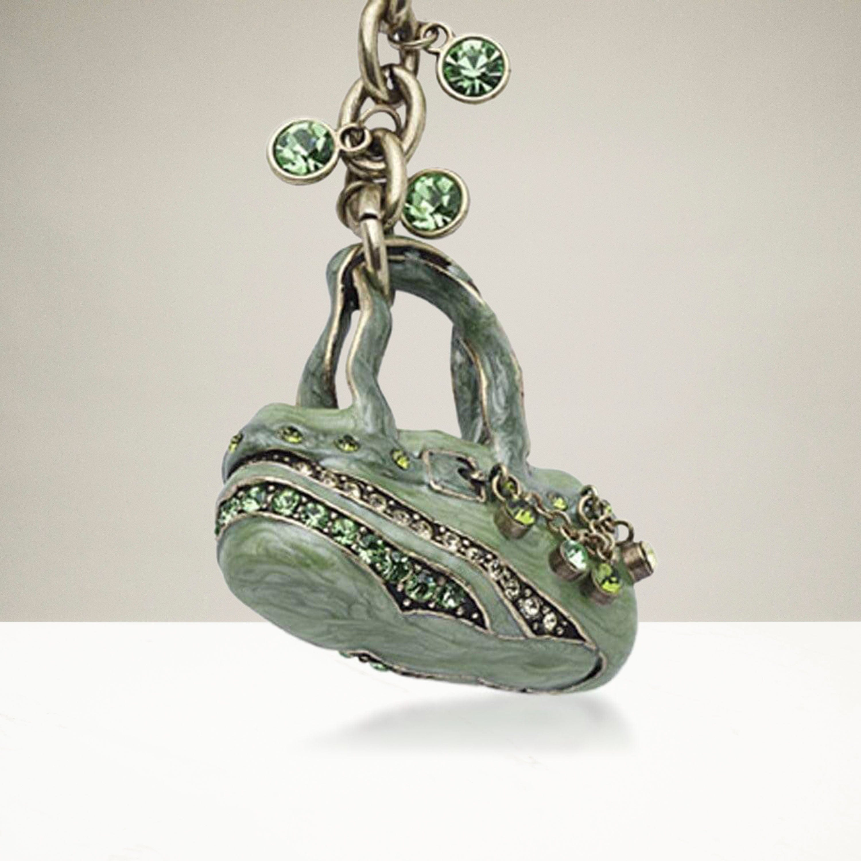 Kalifano Crystal Keychains Green Handbag Keychain made with Swarovski Crystals SKC-012
