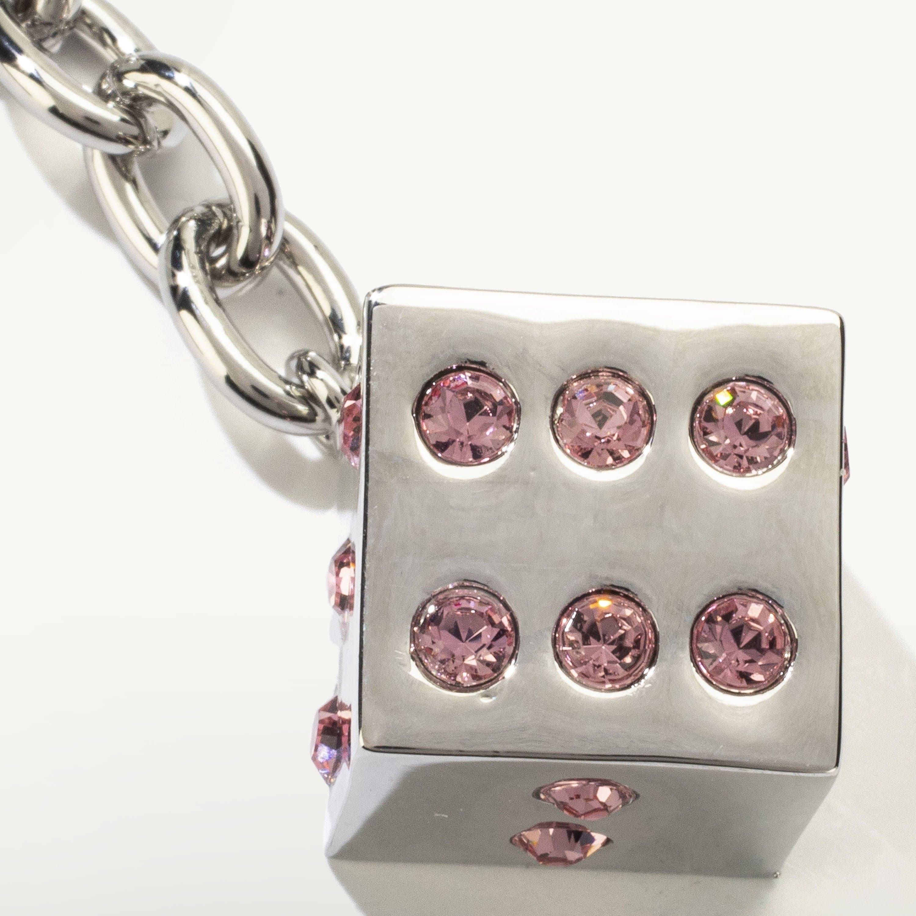 Kalifano Crystal Keychains Las Vegas Rose Dice Keychain made with Swarovski Crystals SKC-079