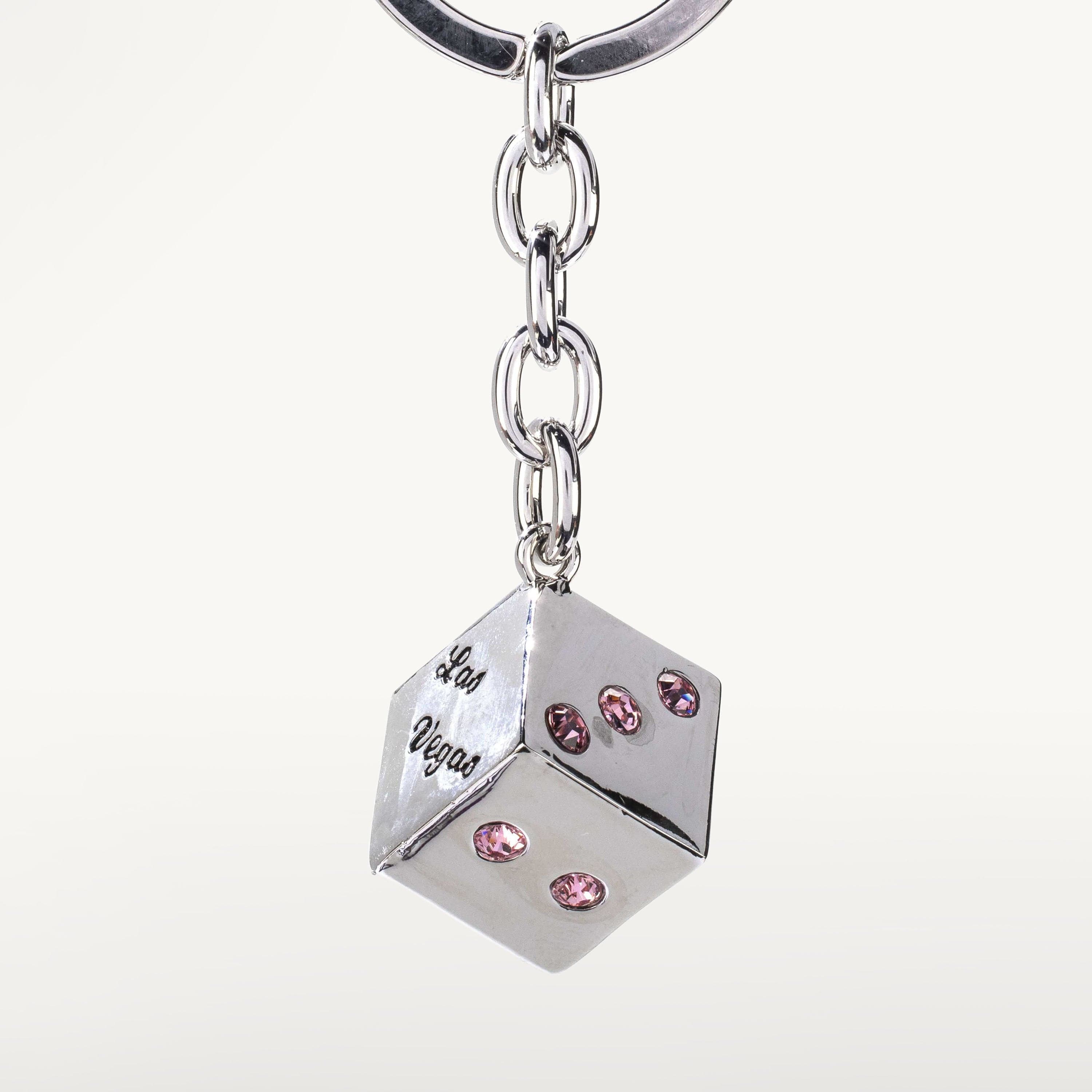 Kalifano Crystal Keychains Las Vegas Rose Dice Keychain made with Swarovski Crystals SKC-079