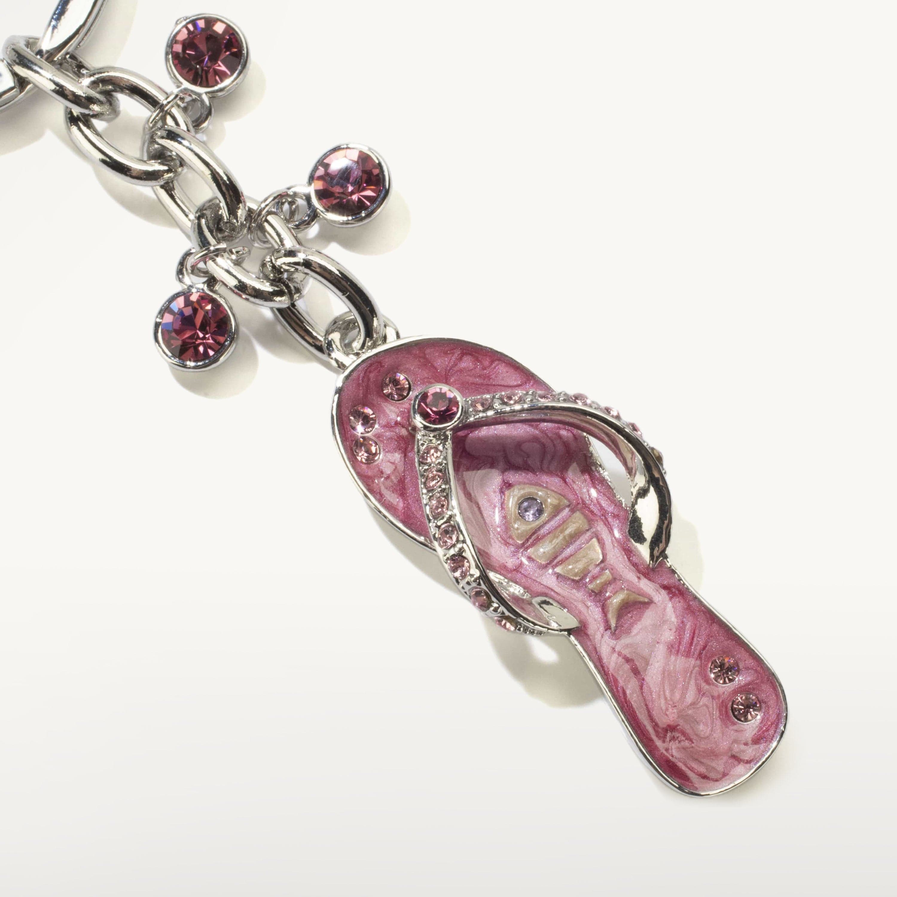 Kalifano Crystal Keychains Pink Flip Flop Keychain made with Swarovski Crystals SKC-066
