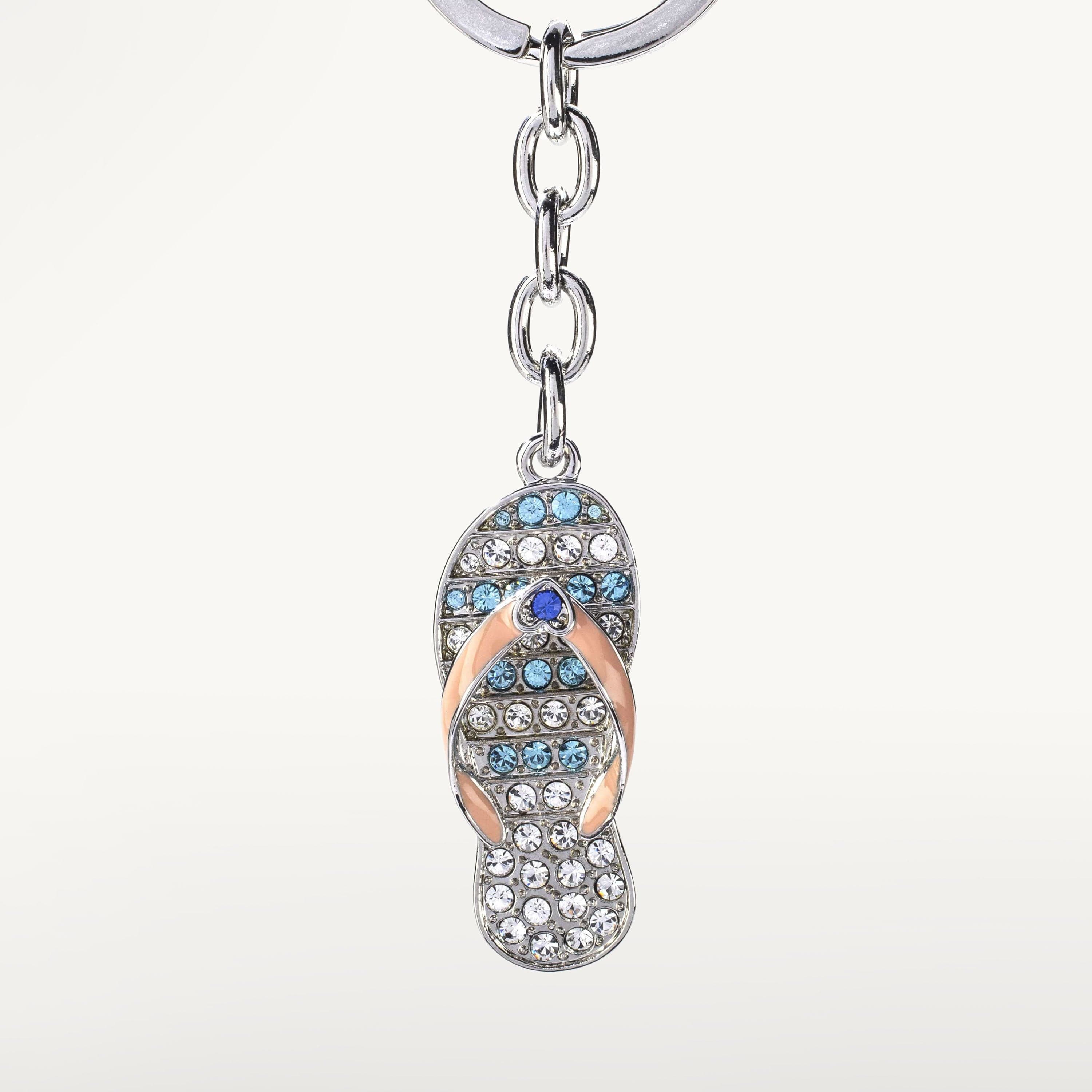Kalifano Crystal Keychains Pink Flip Flop Keychain made with Swarovski Crystals SKC-098