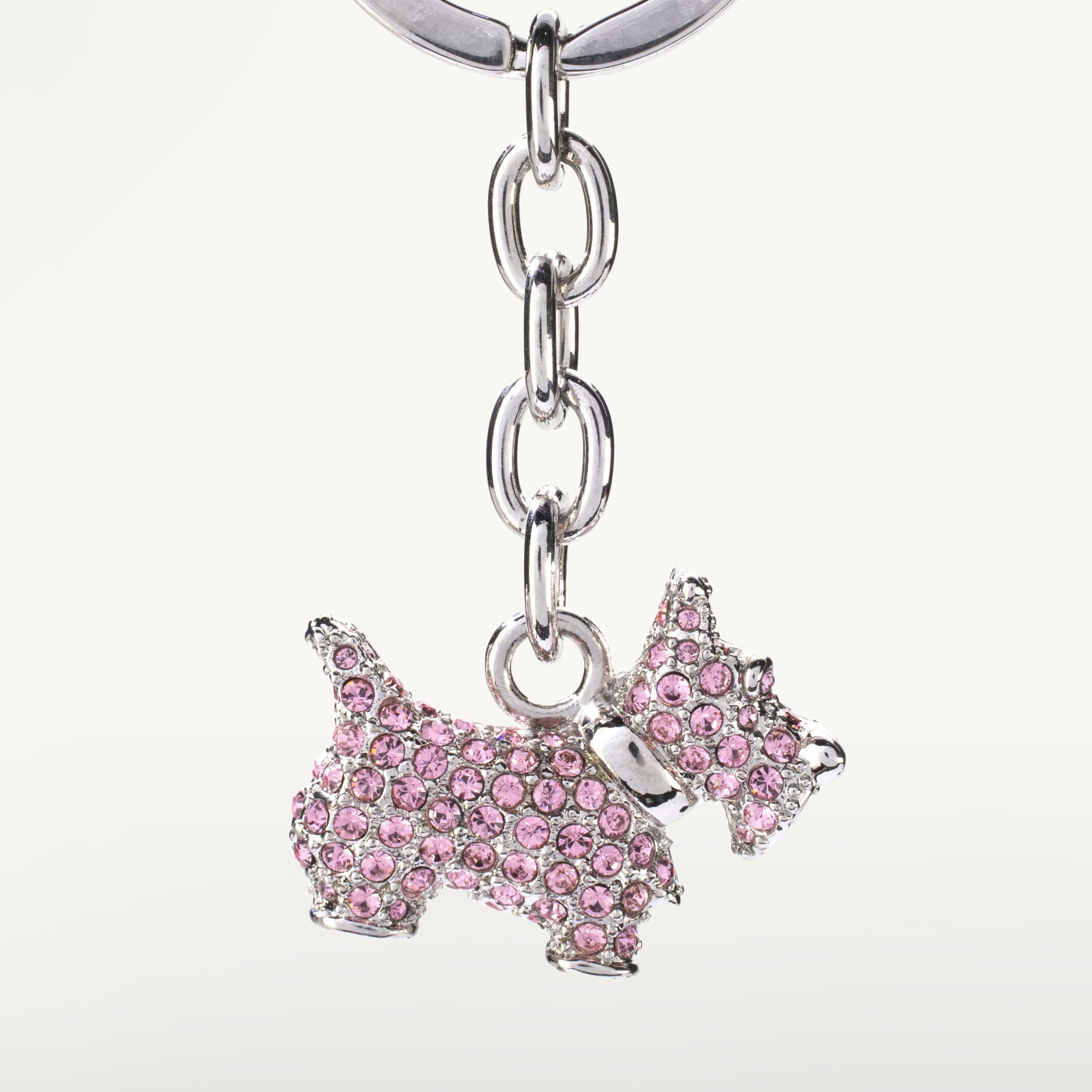 Kalifano Crystal Keychains Pink Scottish Terrier Keychain made with Swarovski Crystals SKC-058