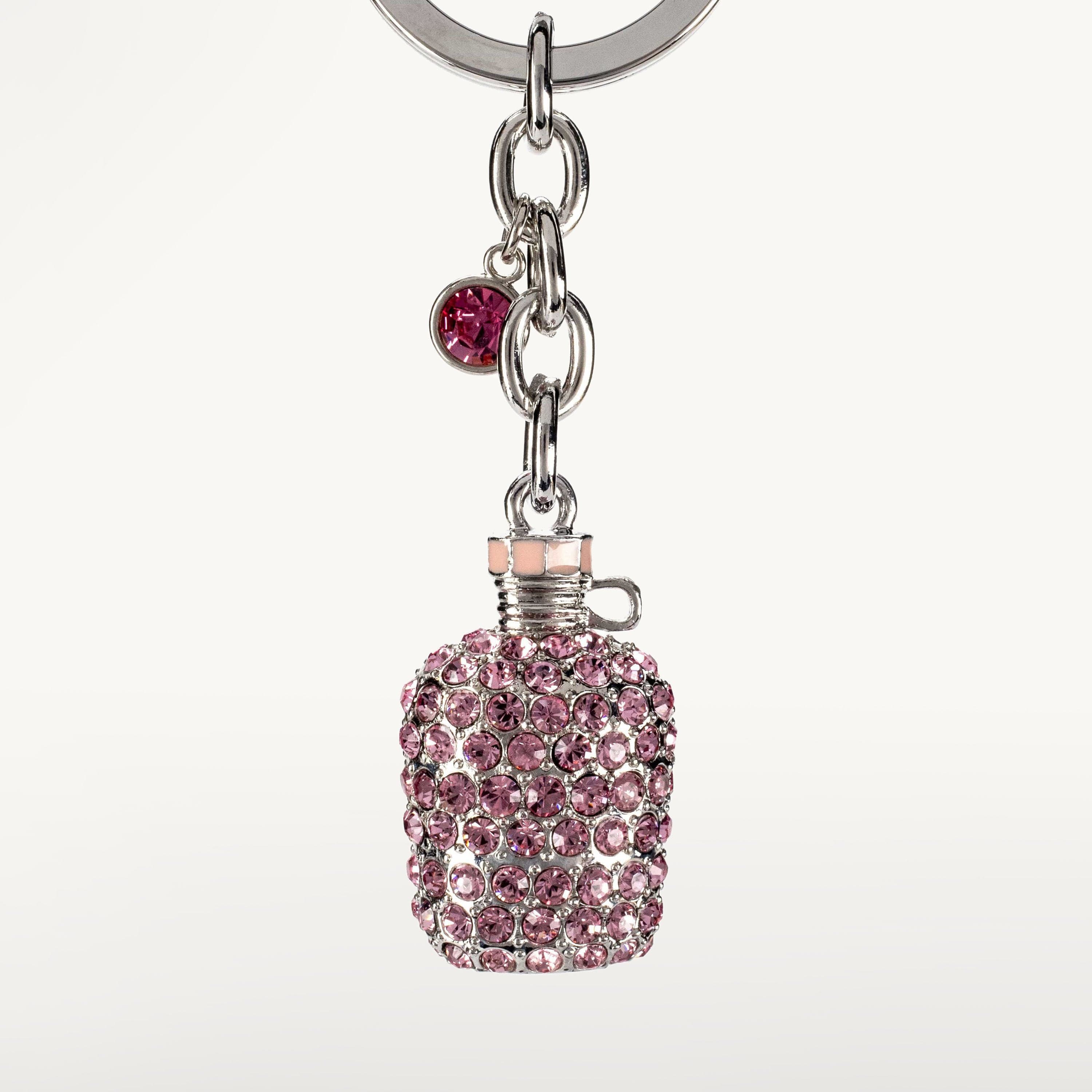 Kalifano Crystal Keychains Rose Bottle Keychain made with Swarovski Crystals SKC-082