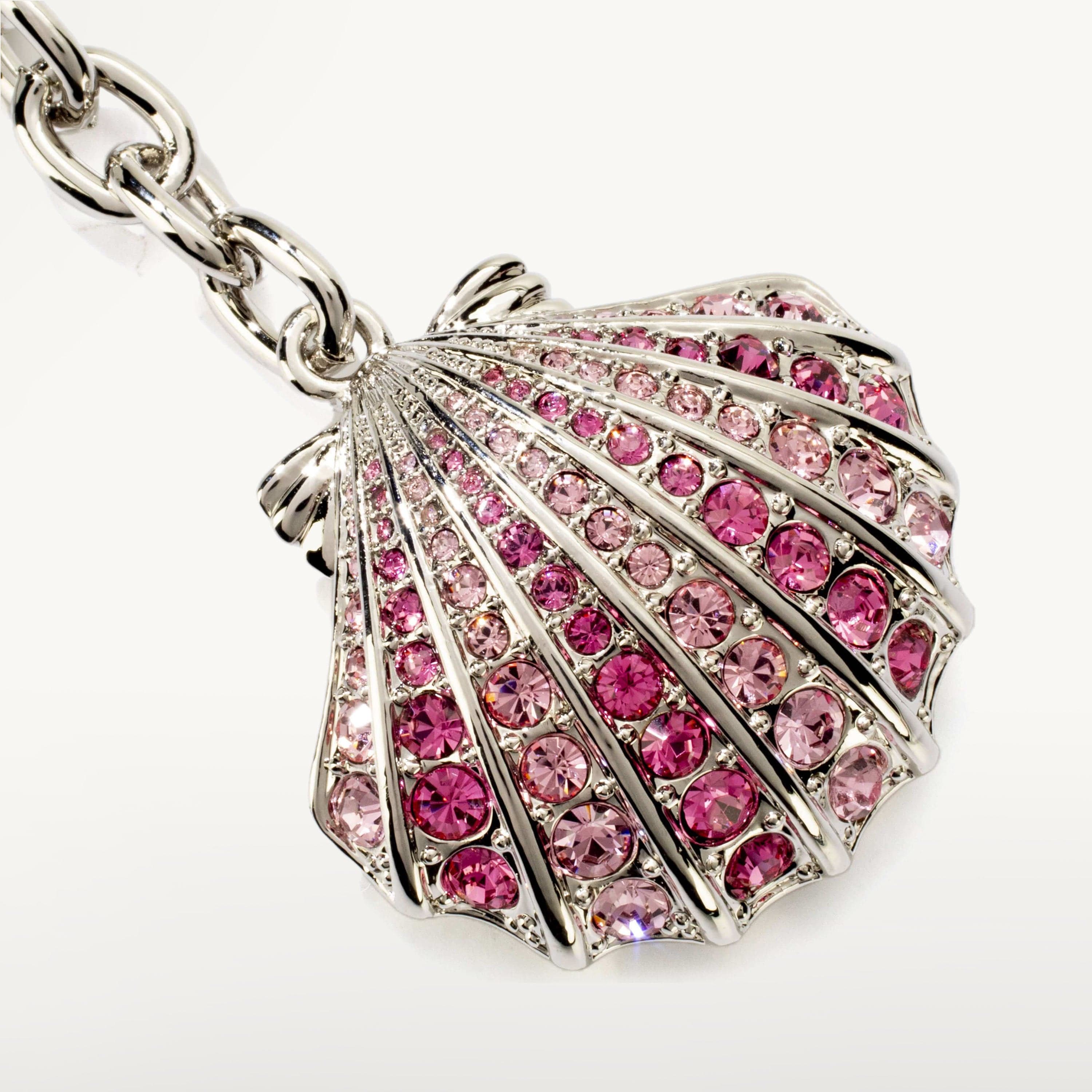 Kalifano Crystal Keychains Rose Clamshell Keychain made with Swarovski Crystals SKC-094